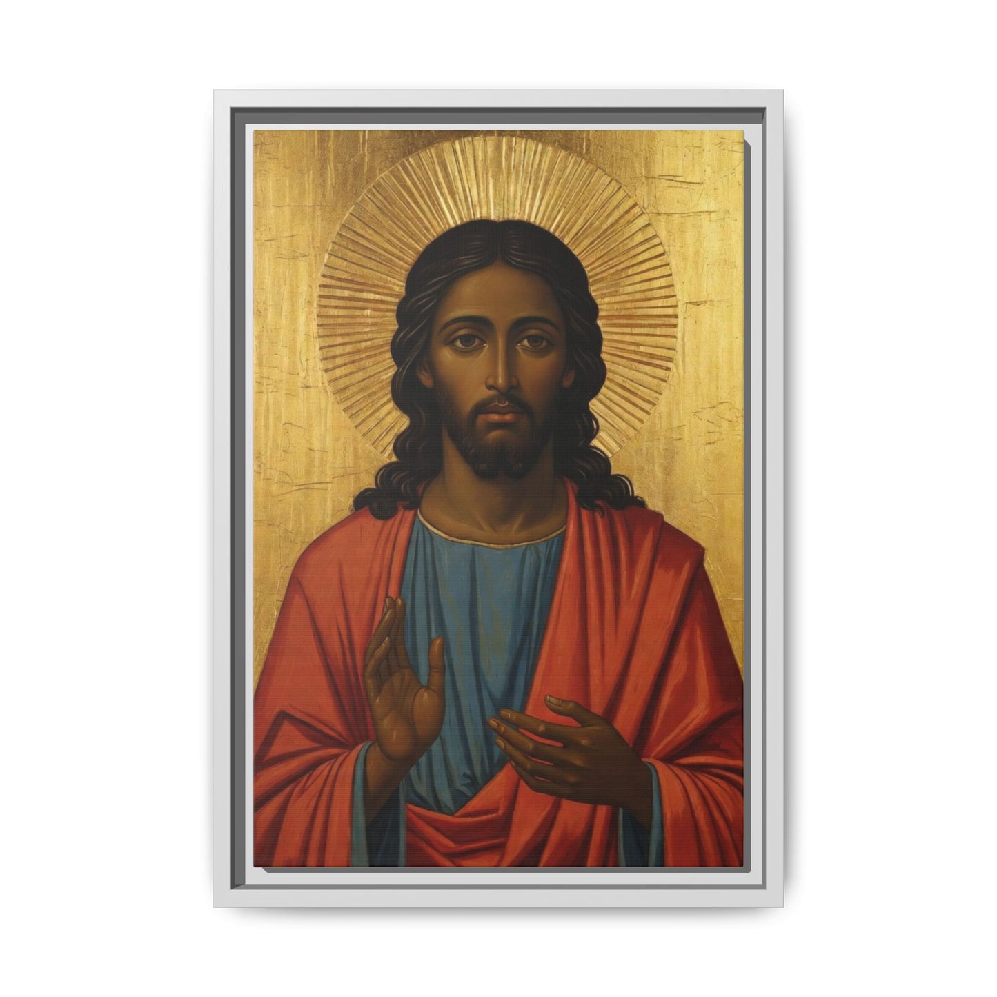 Framed Orthodox Christ Icon Matte Canvas — Religious Wall Art for Home, Church, or Prayer Corner