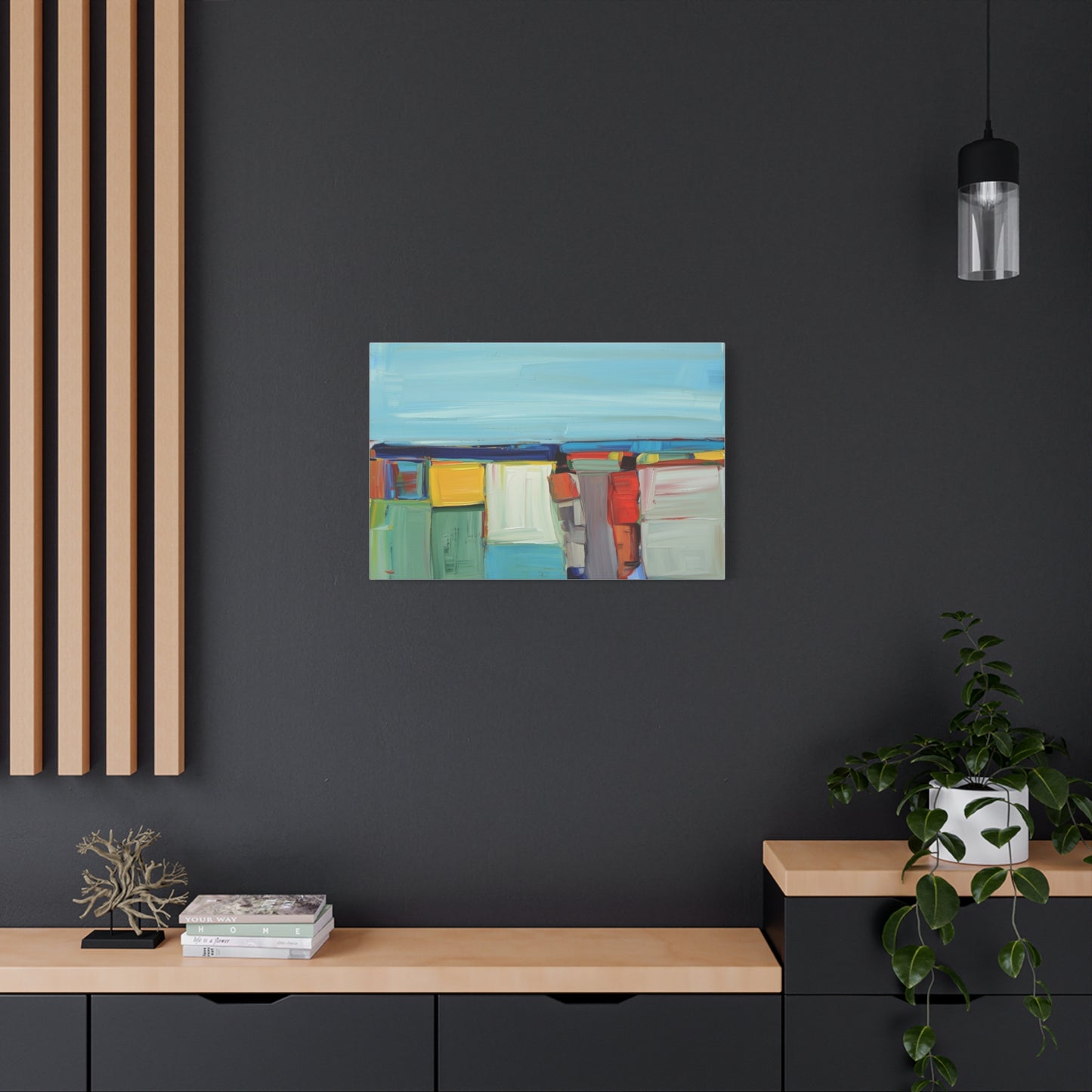 Abstract Coastal Landscape Canvas Print — Colorful Modern Seascape Wall Art