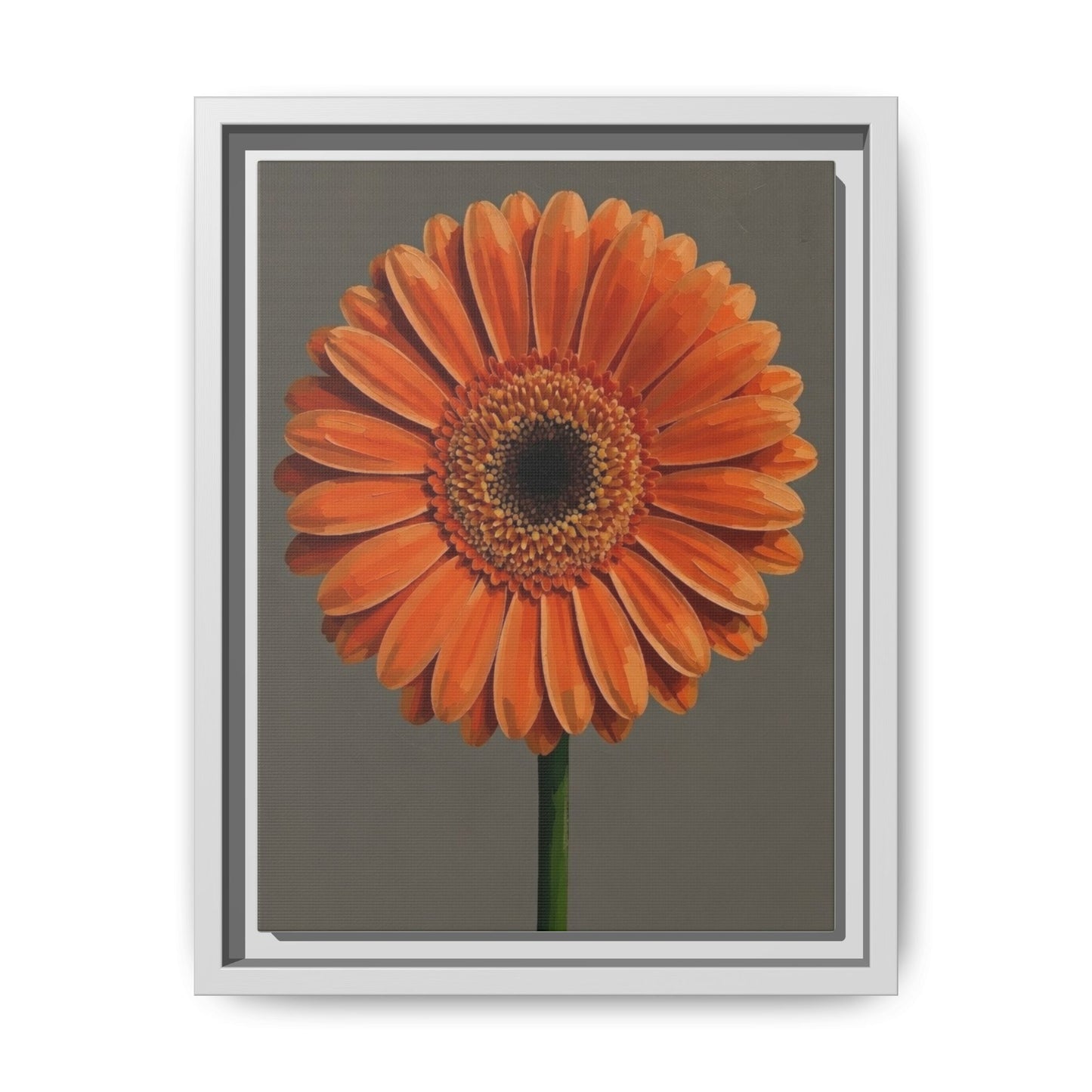 Orange Gerbera Daisy Matte Canvas Print (Framed)