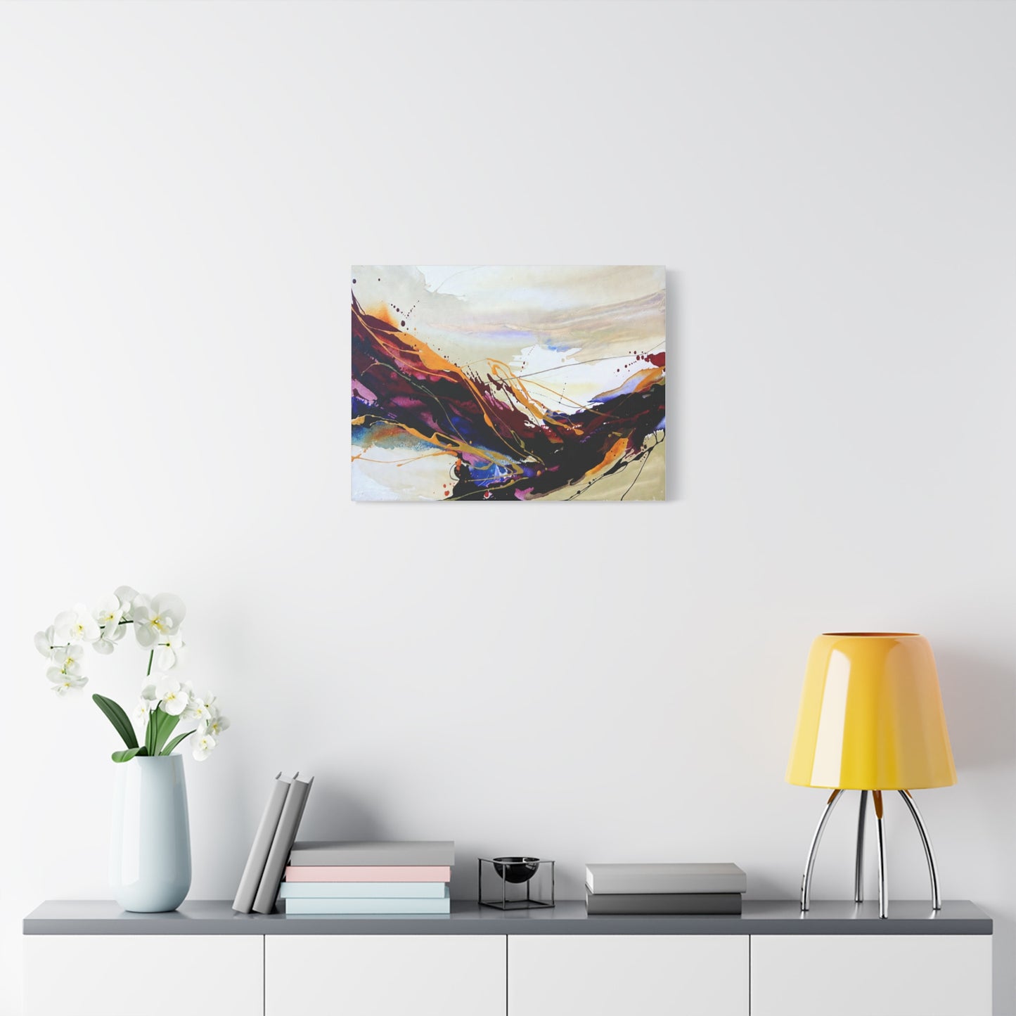 Abstract Color Flow Matte Stretched Canvas – Vibrant Modern Wall Art