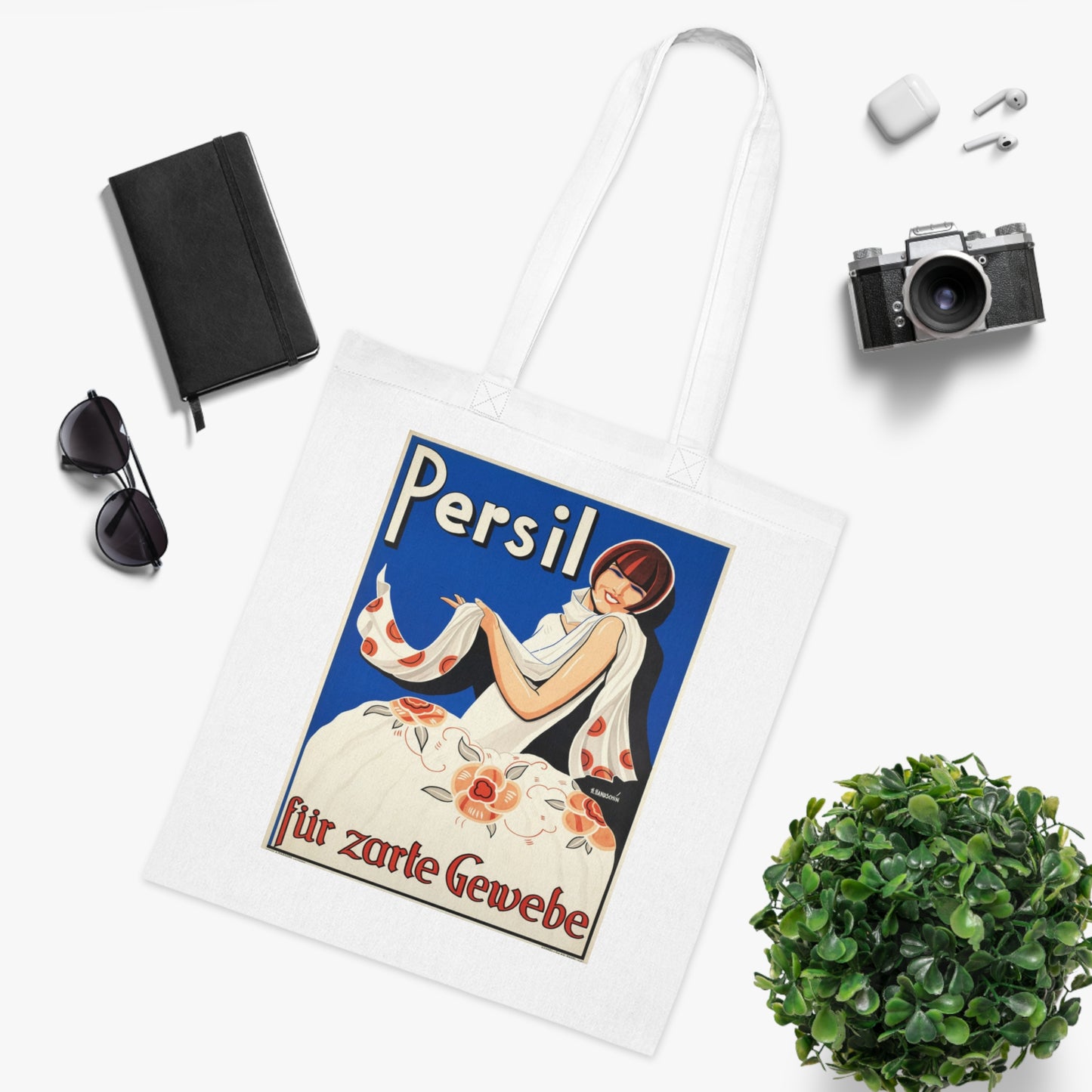 Vintage Persil Poster Cotton Tote — Retro Laundry Advertising Graphic Bag
