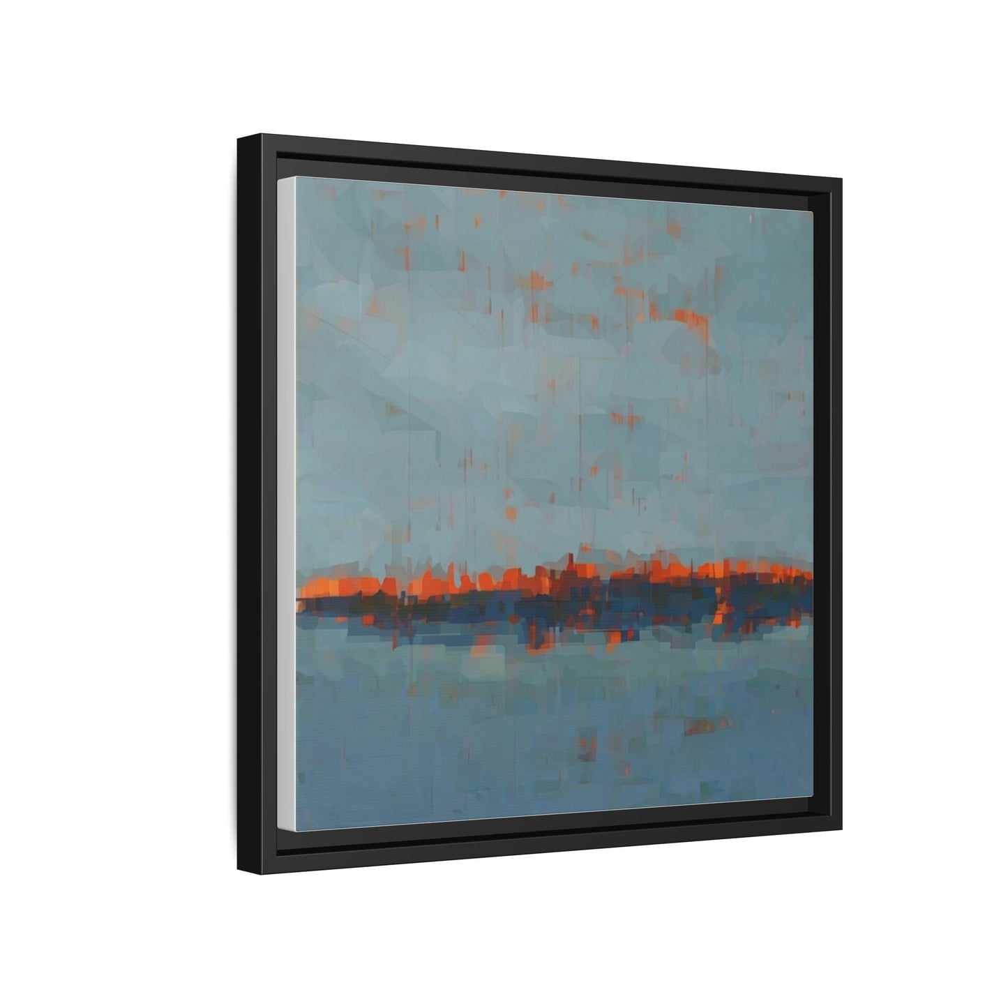 Framed Canvas Art — Teal & Orange Abstract Seascape