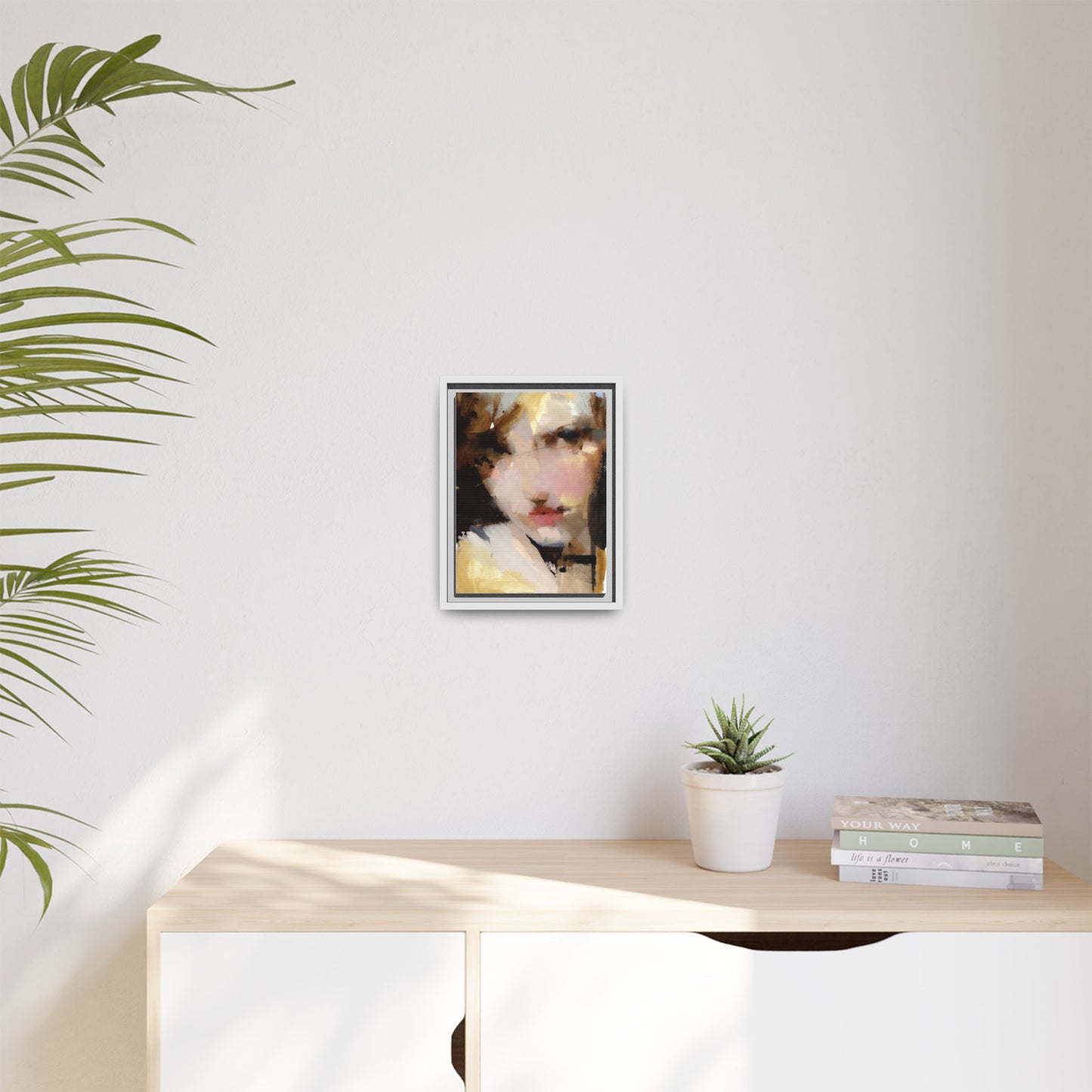 Abstract Portrait Matte Canvas Framed Print — Modern Feminine Wall Art