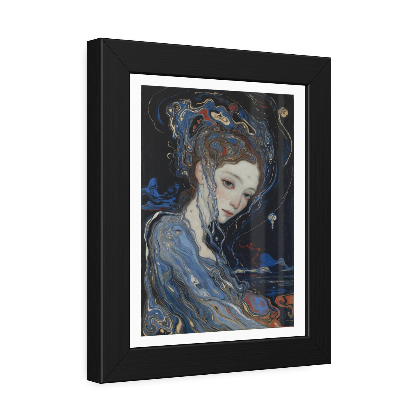 Framed Art Print — Dreamy Blue Portrait Poster