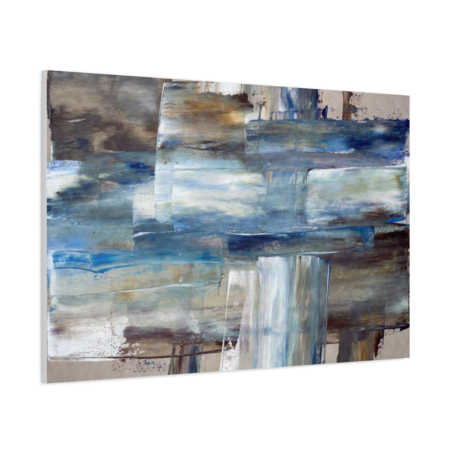 Abstract Blue Waterfall Matte Canvas Wall Art, Stretched 1.25"