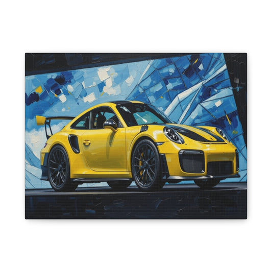Yellow Porsche Sports Car Canvas Print — Modern Automotive Wall Art