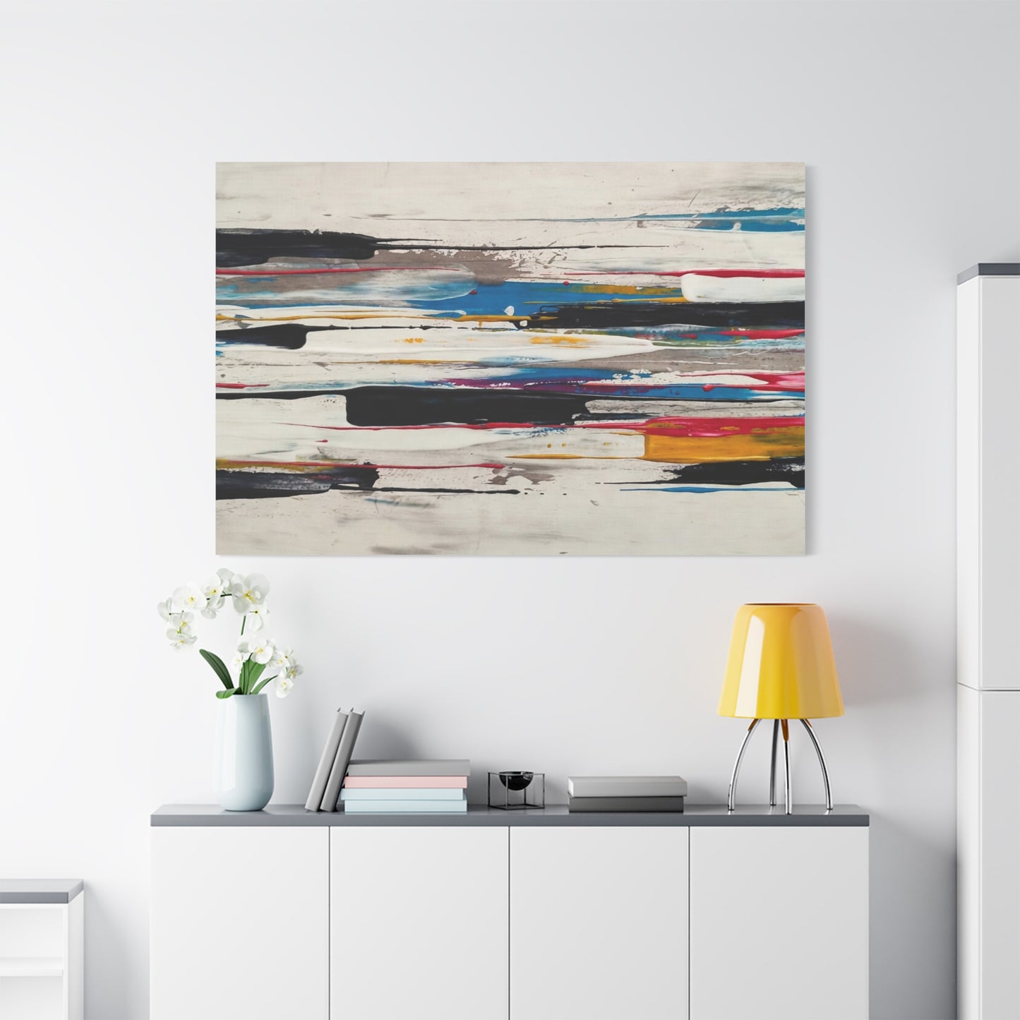 Abstract Color Streaks Matte Canvas Print — Modern Horizontal Wall Art