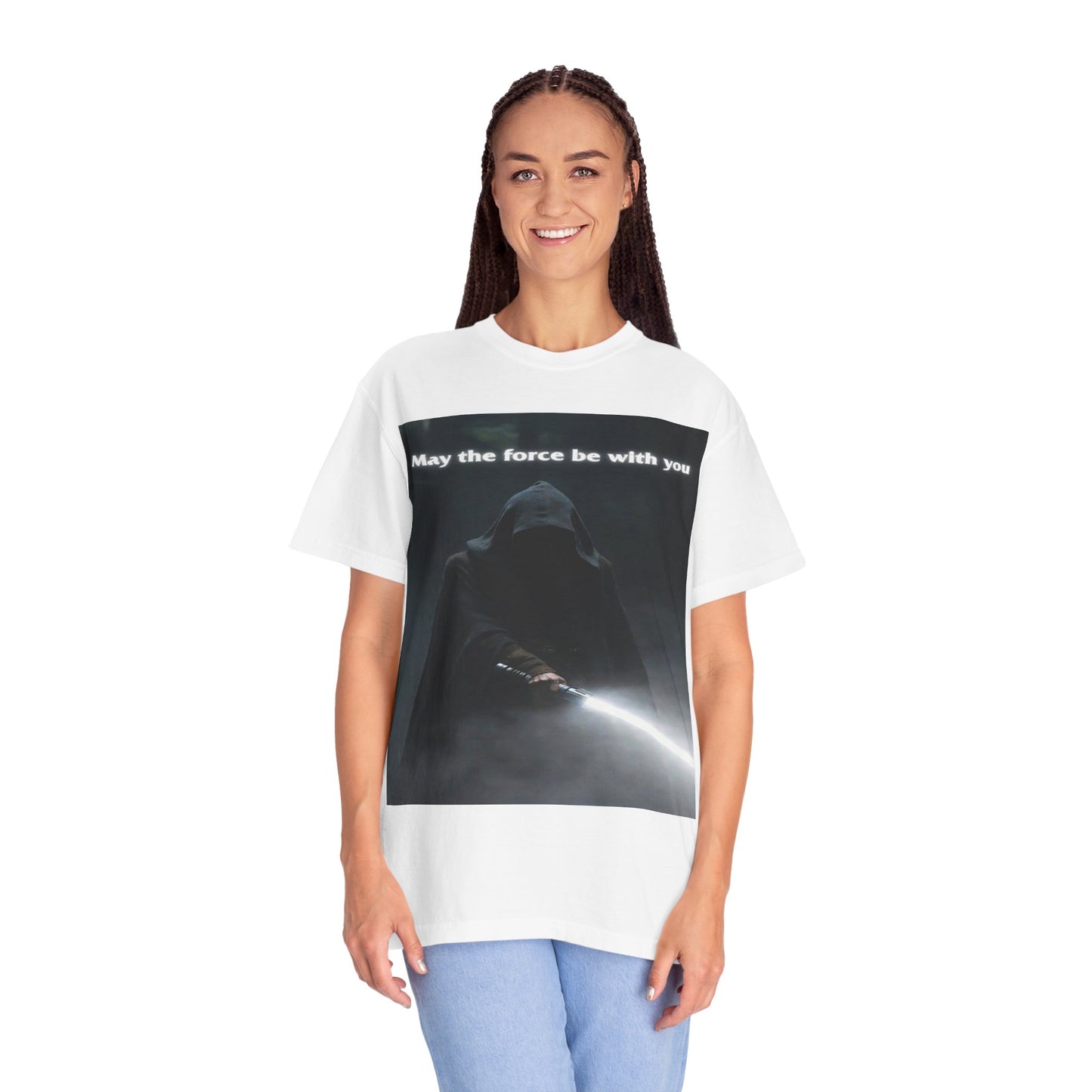 May the Force Be With You T-Shirt — Dark Hooded Lightsaber Graphic Tee