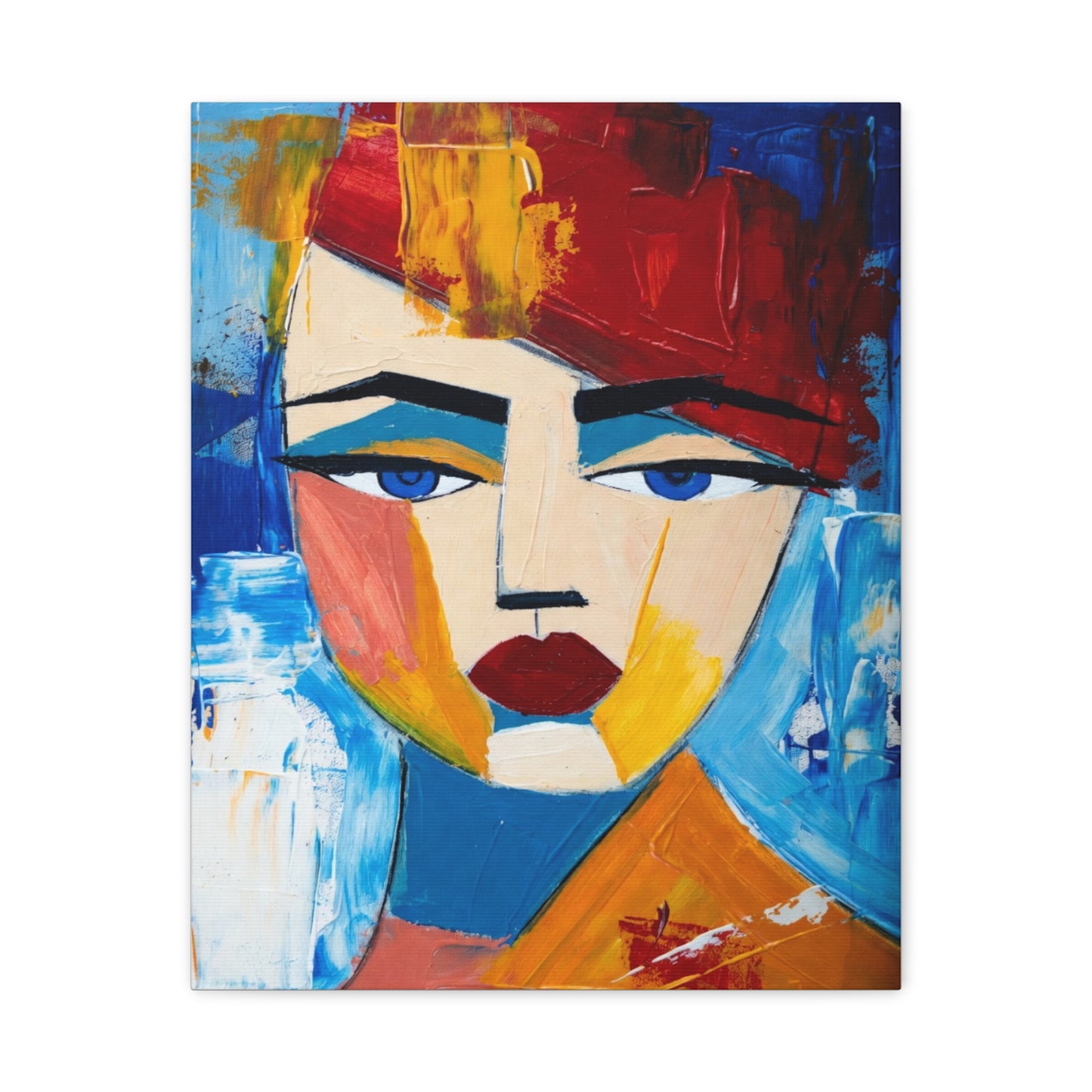 Abstract Colorful Face Matte Canvas Print — Modern Pop Art Portrait