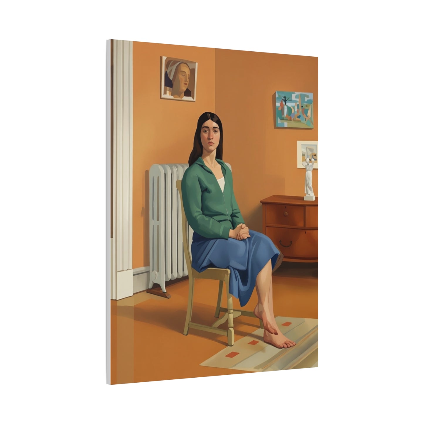 Portrait Canvas Print — Seated Woman Matte Stretched Wall Art