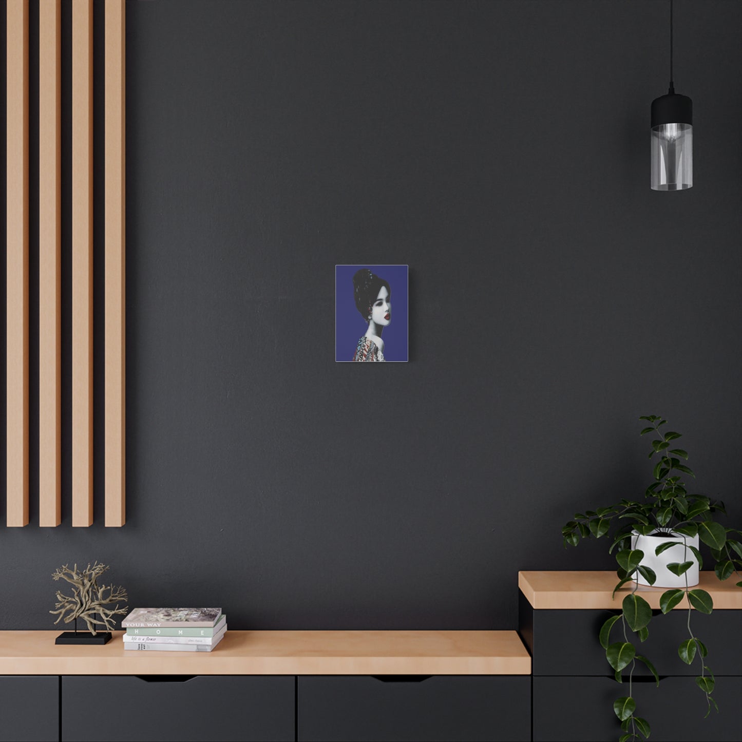 Geisha Portrait Matte Canvas Print — Modern Asian-Inspired Wall Art