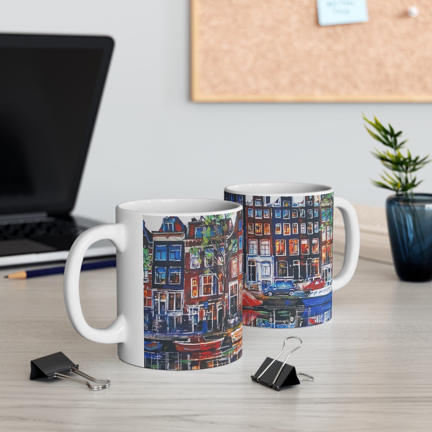 Amsterdam Canal Houses Coffee Mug – Colorful Cityscape 11oz Ceramic Mug