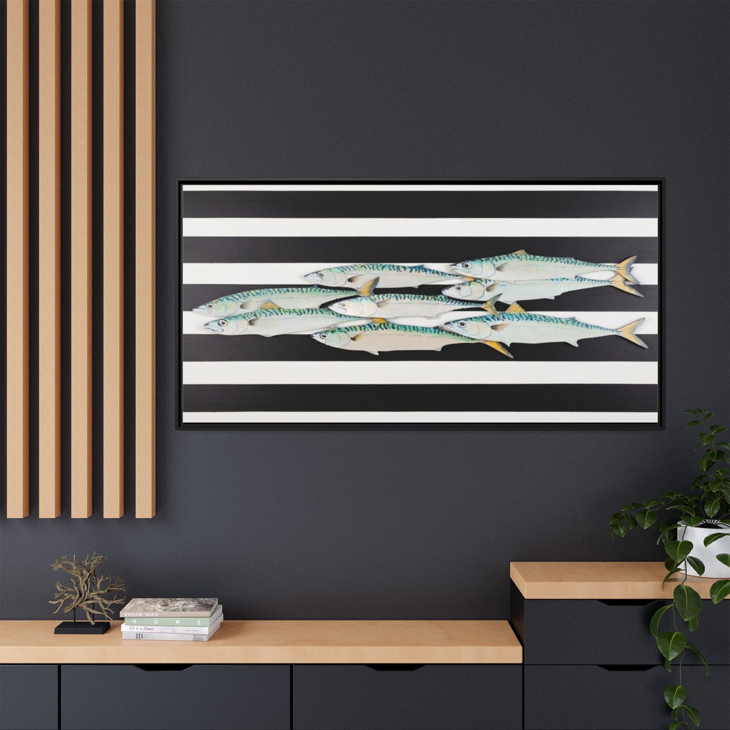 Striped Mackerel Canvas Print — Framed Matte Fish Wall Art