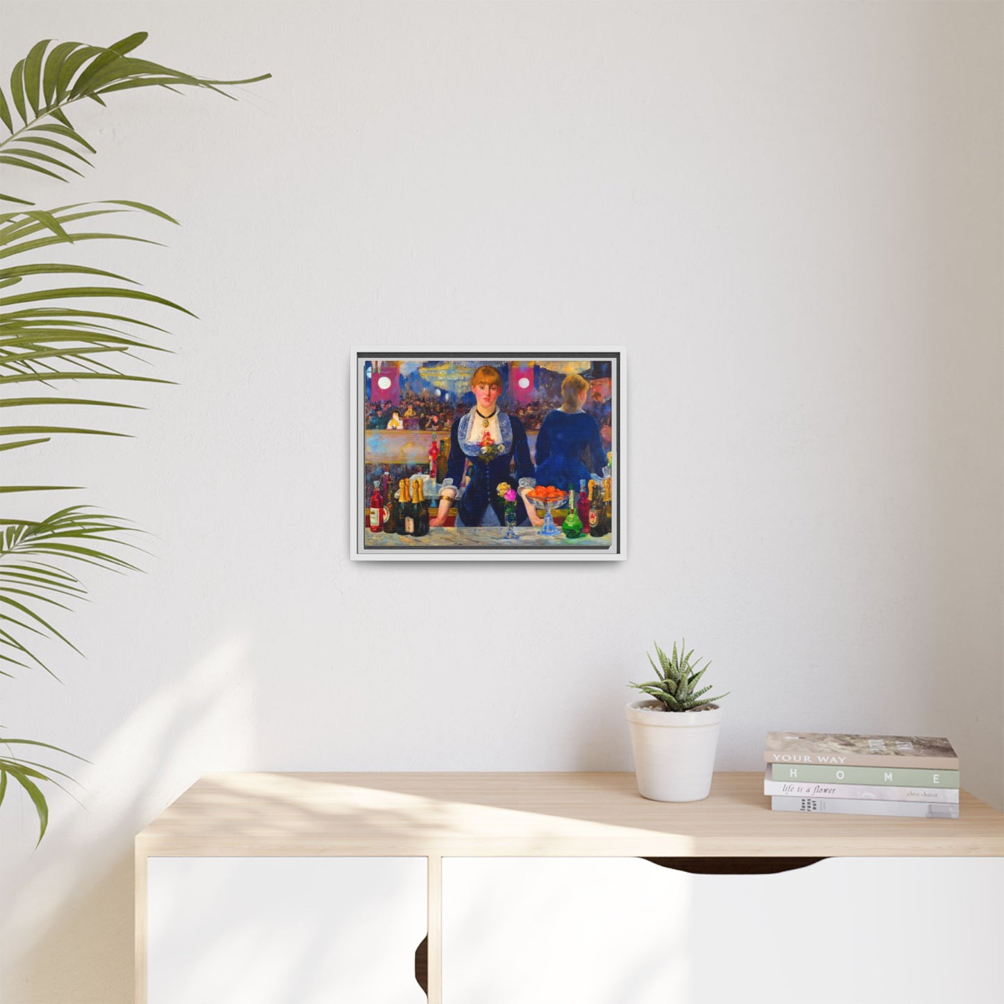 Framed Matte Canvas Print — Vintage Parisian Bar Scene