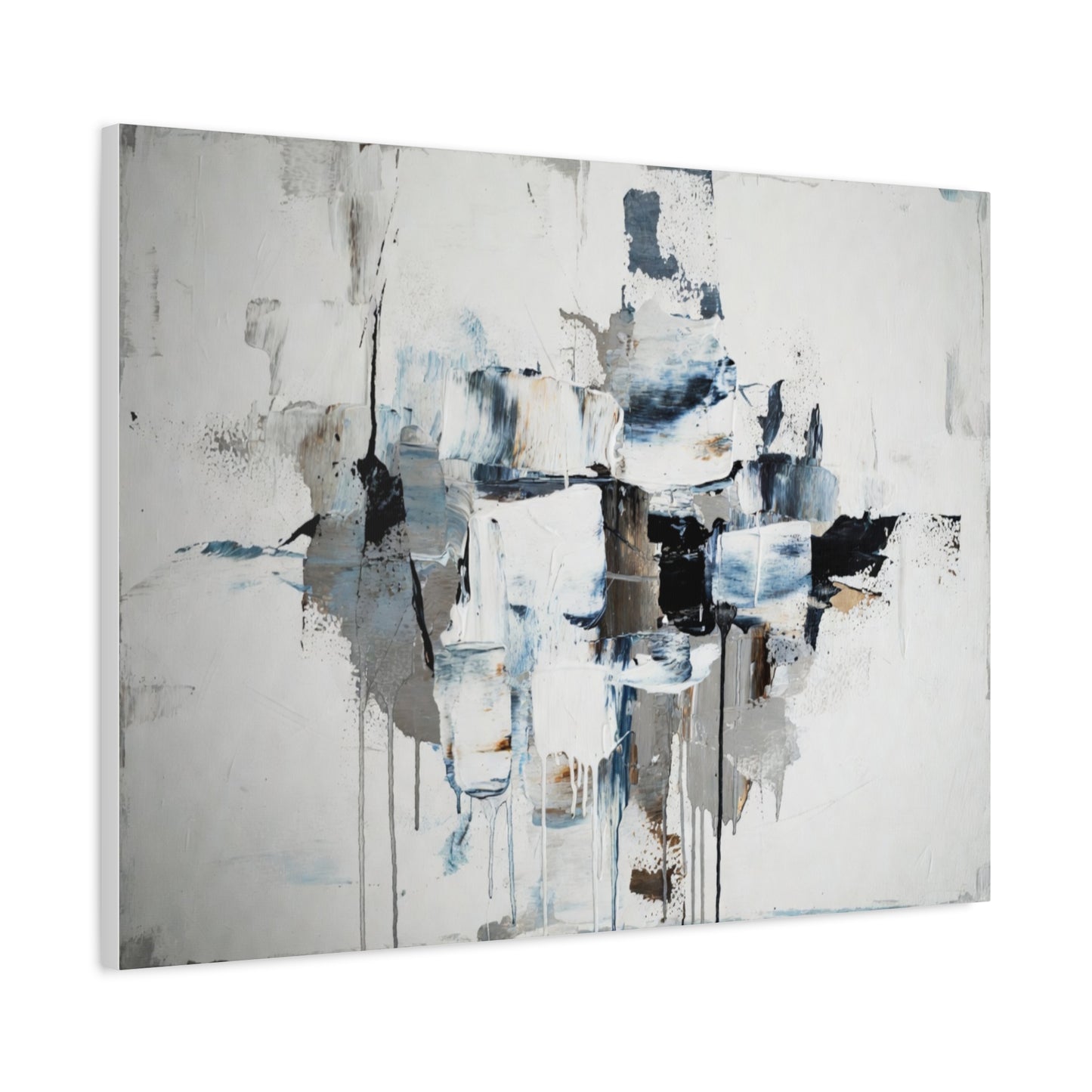 Abstract Blue & Gray Canvas Wall Art — Stretched Matte Canvas