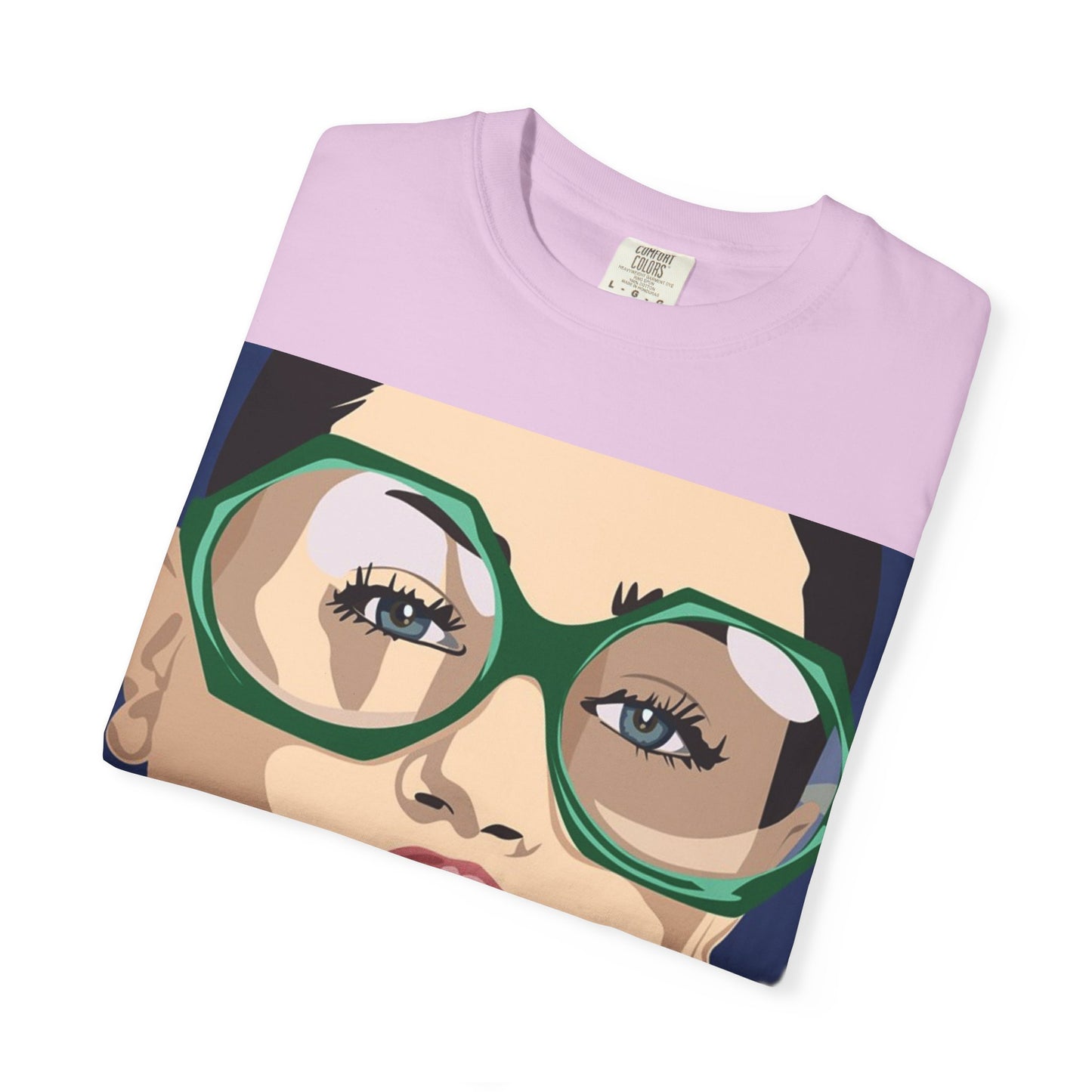 Pop Art Woman Graphic T‑Shirt — Retro Chic Green Glasses Design
