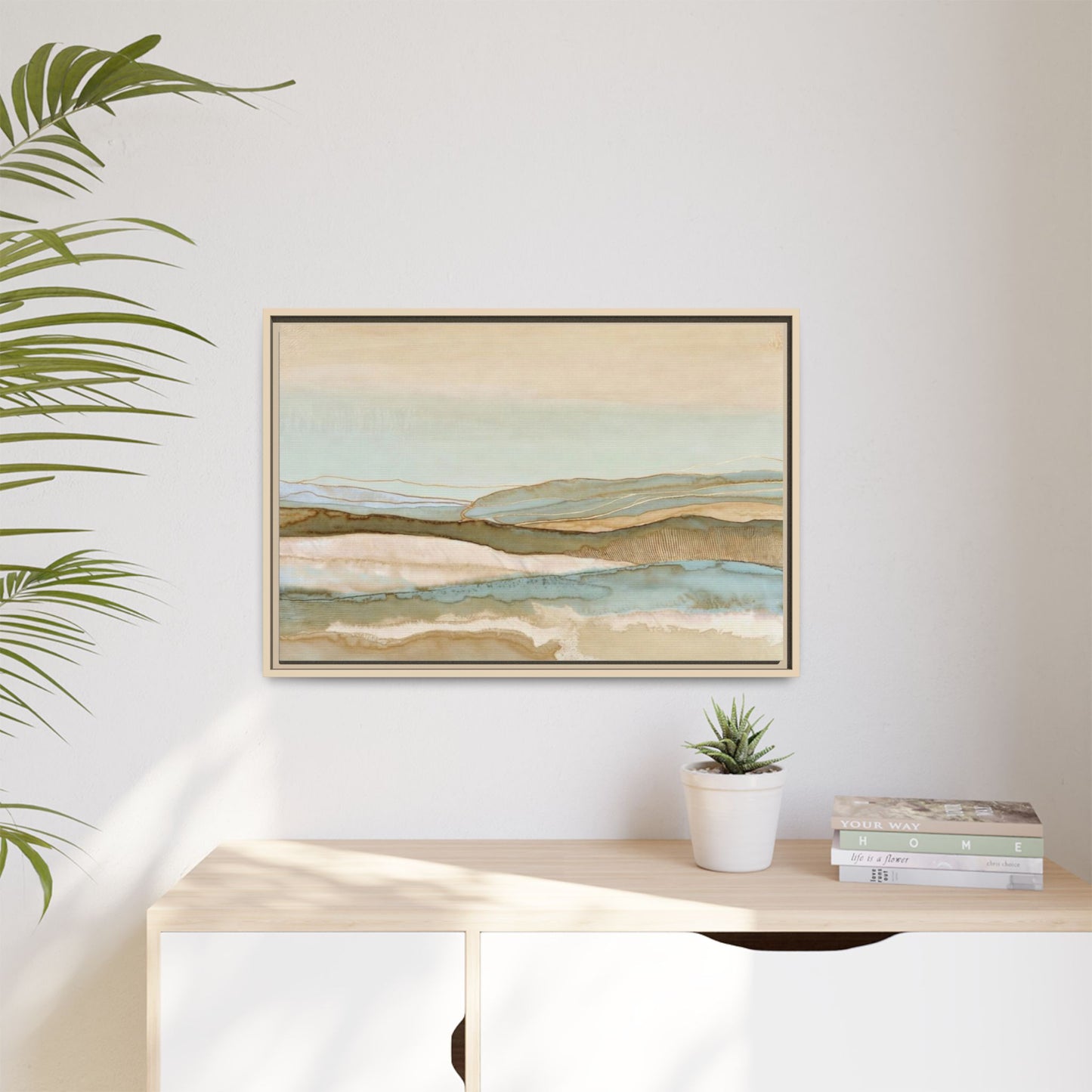 Framed Matte Canvas Coastal Abstract Landscape Wall Art