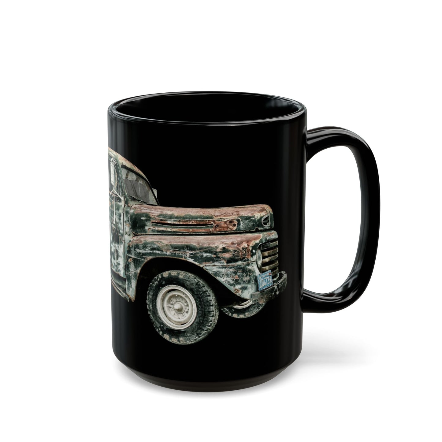 Vintage Rusty Truck Black Coffee Mug — Retro Classic Pickup Gift