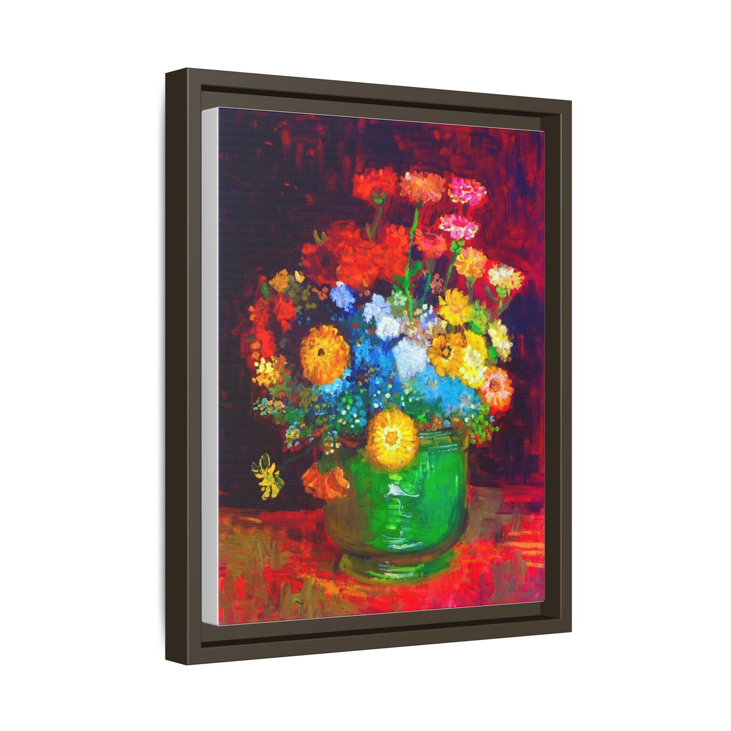 Framed Floral Canvas Print — Colorful Bouquet Wall Art