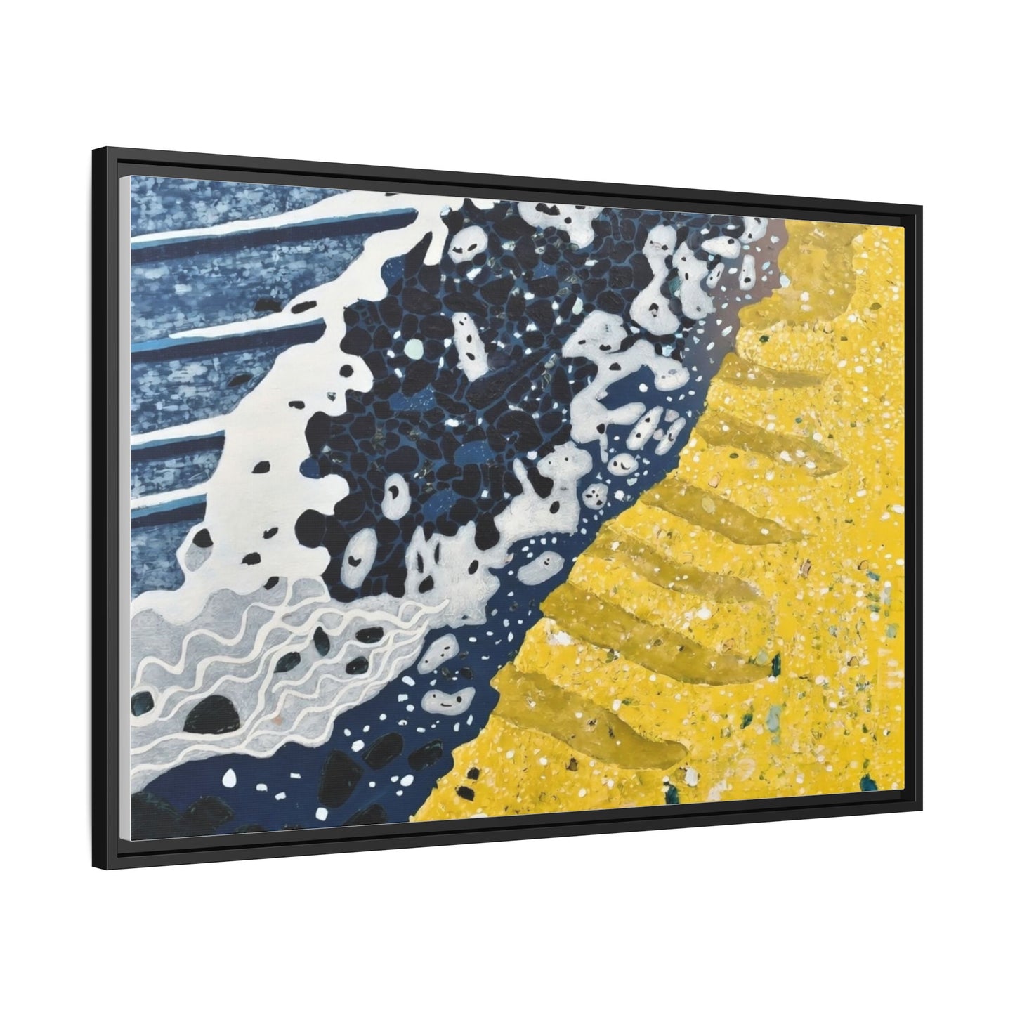 Framed Abstract Ocean & Sand Matte Canvas Print