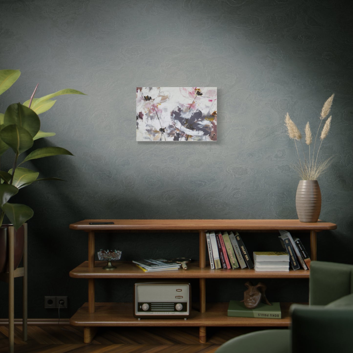 Abstract Floral Canvas Wall Art — Soft Neutral Blossoms Matte Stretched Canvas