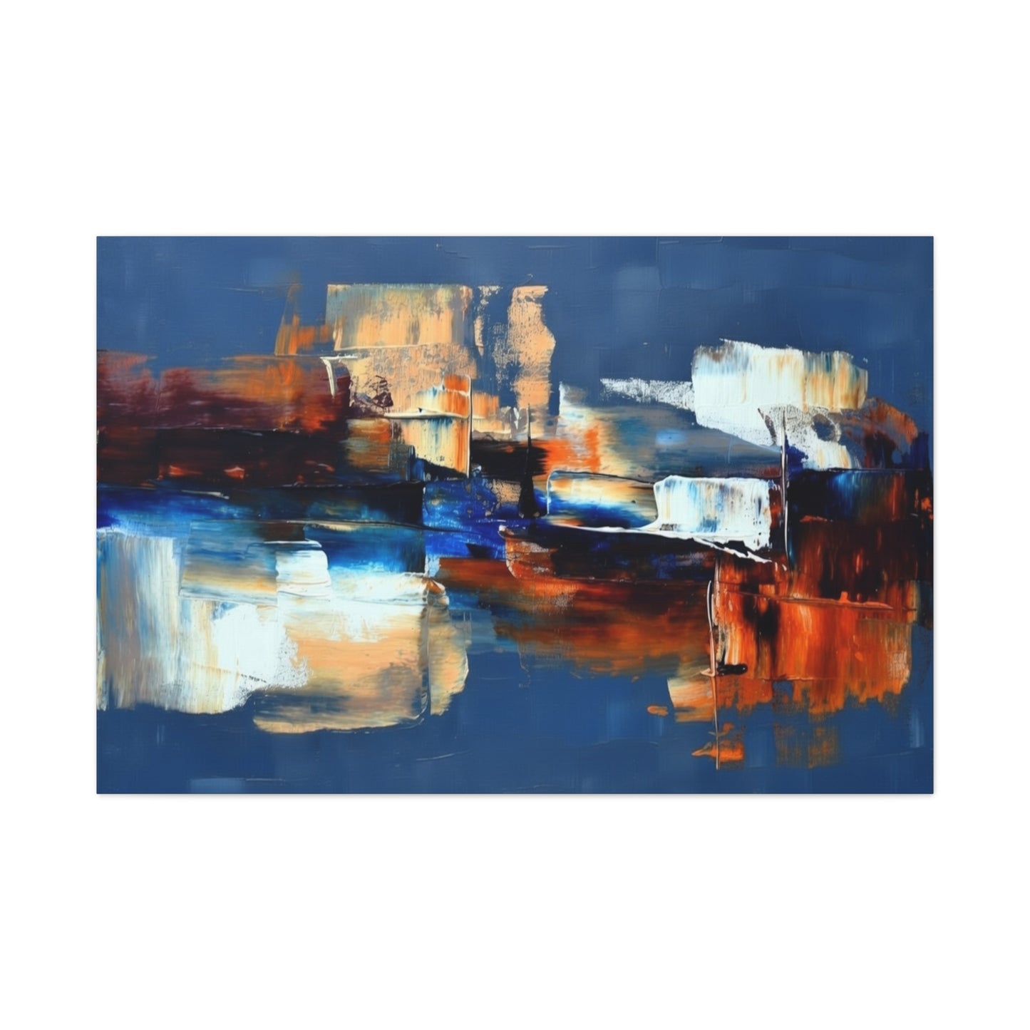 Abstract Blue & Orange Canvas Wall Art — Modern Matte Stretched Canvas