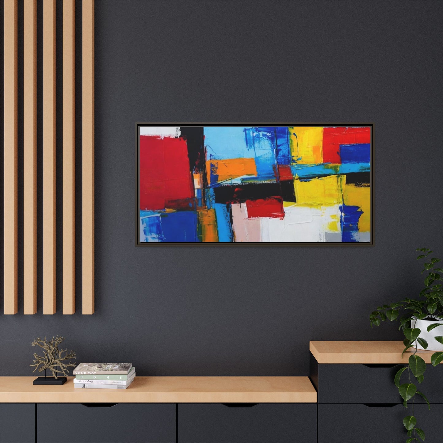 Abstract Color Block Matte Canvas Framed Wall Art