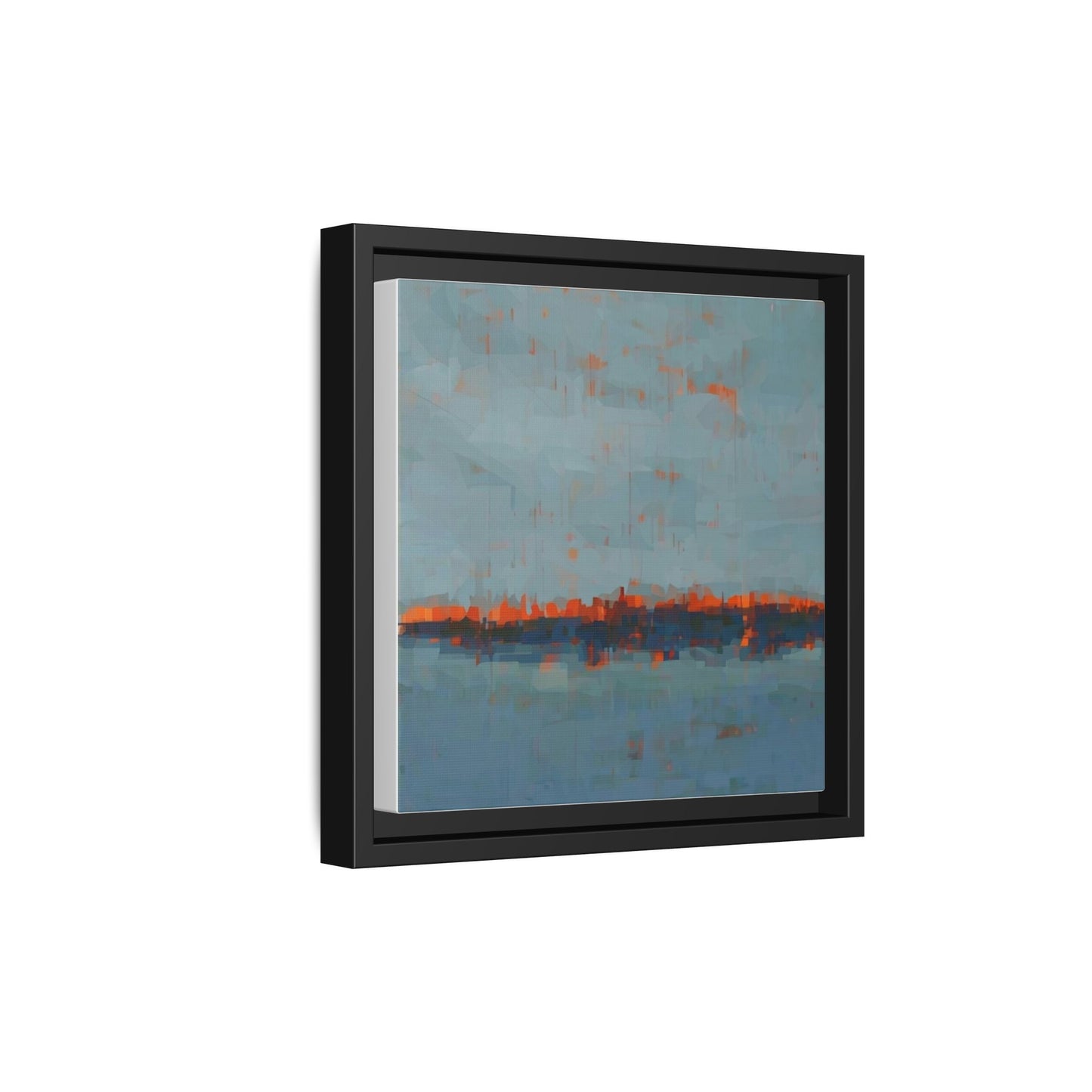 Framed Canvas Art — Teal & Orange Abstract Seascape