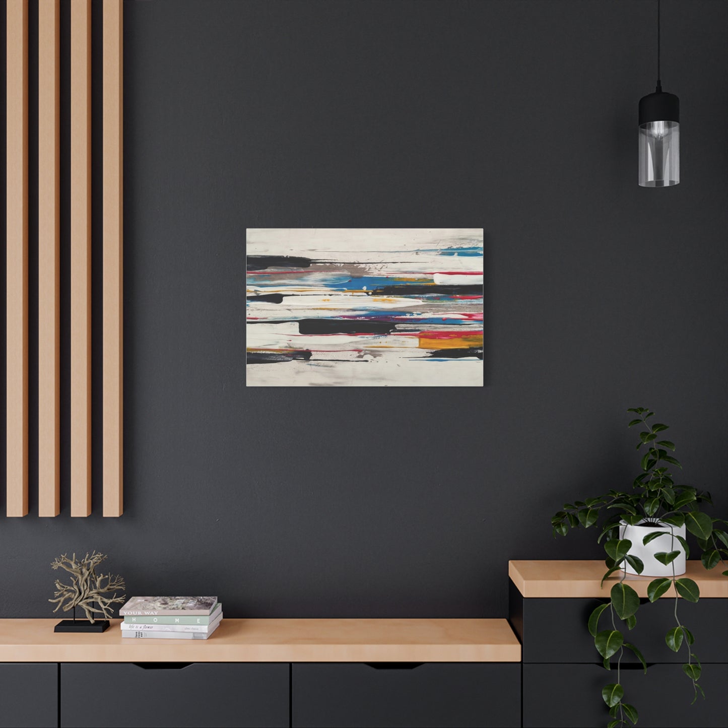 Abstract Color Streaks Matte Canvas Print — Modern Horizontal Wall Art