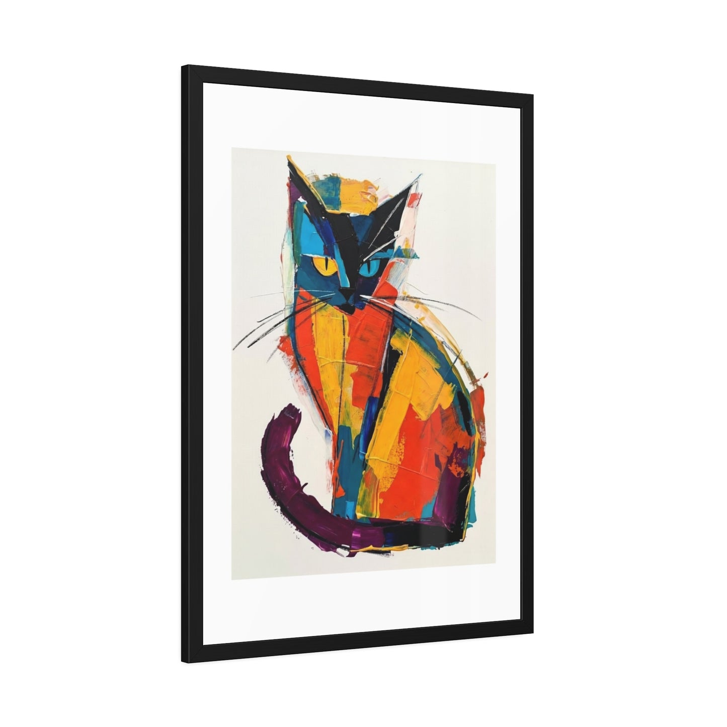 Colorful Abstract Cat Framed Poster