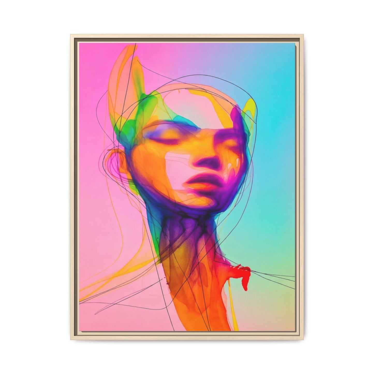 Framed Matte Canvas Art — Vibrant Abstract Portrait Wall Print
