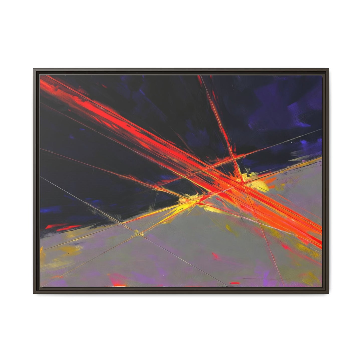Abstract Red Streaks Framed Matte Canvas Art — Modern Multi‑Color Wall Decor