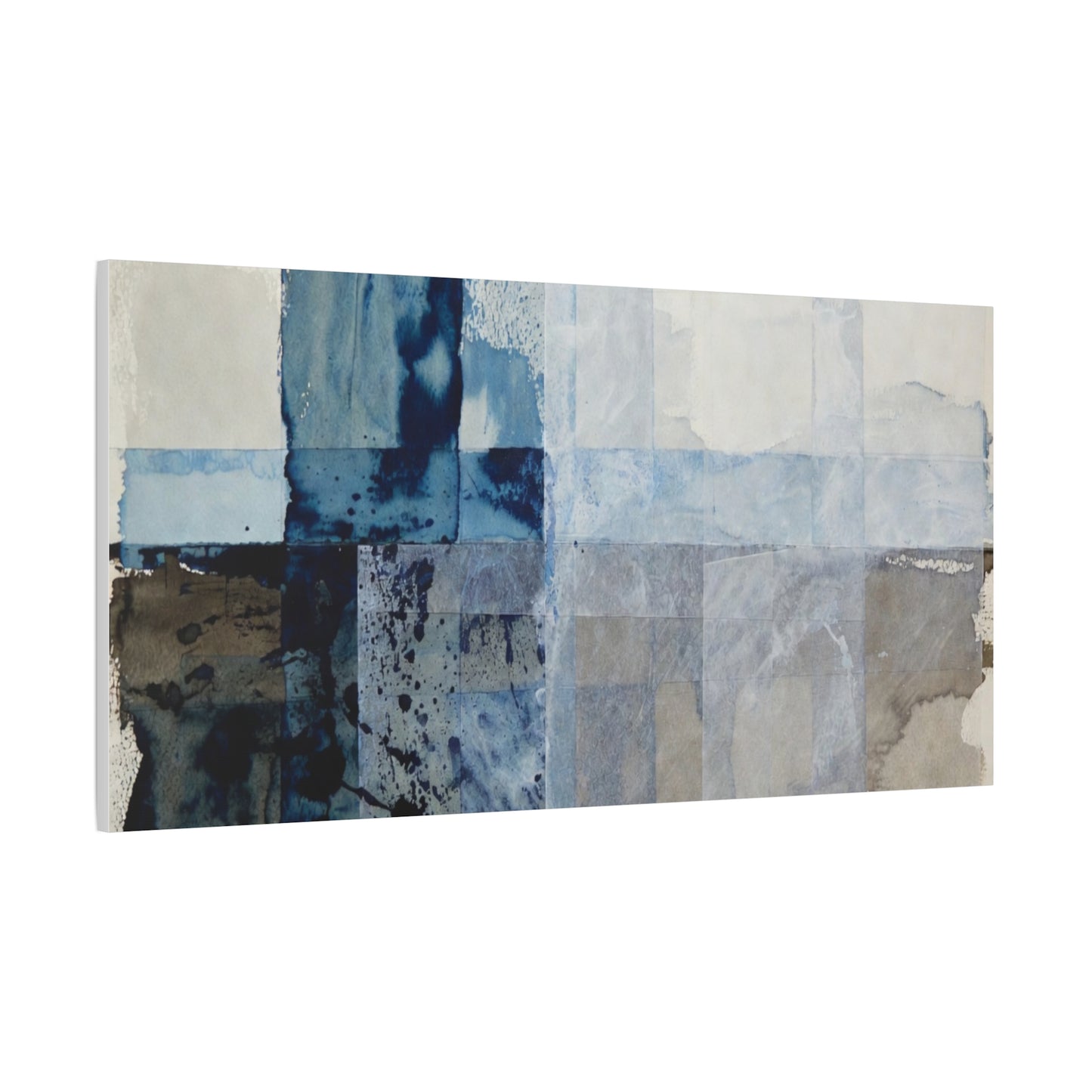 Abstract Blue Geometric Canvas Art — Stretched Matte Wall Decor
