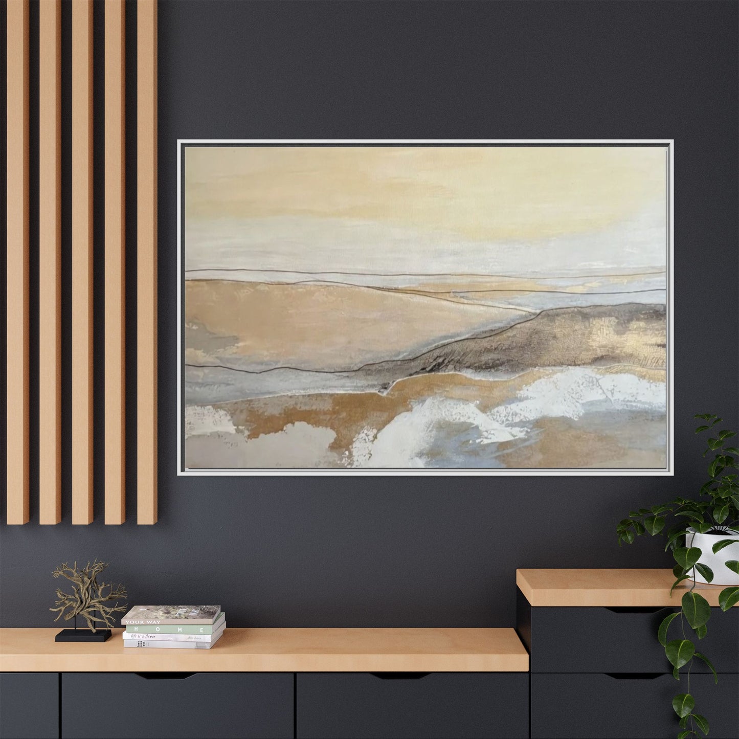 Framed Abstract Coastal Landscape Matte Canvas Wall Art