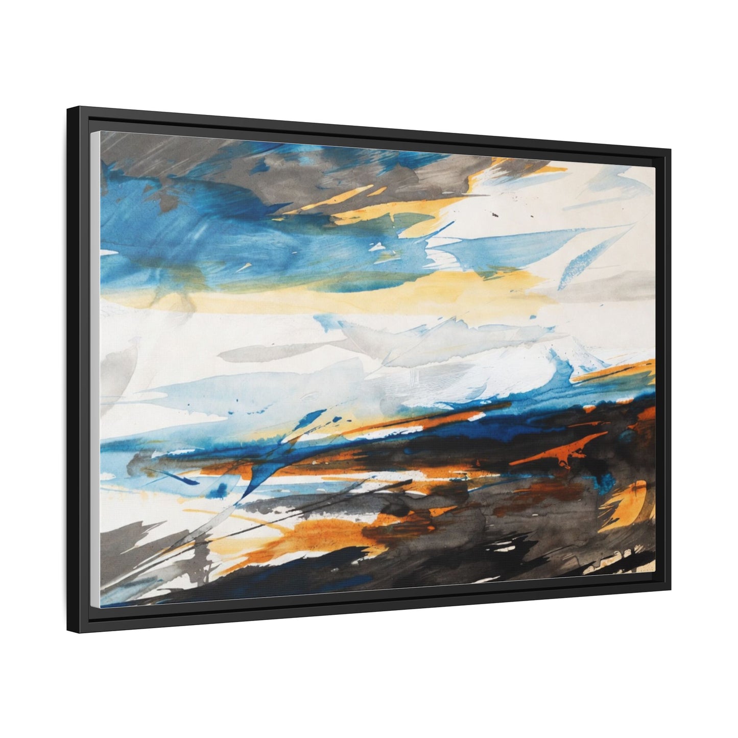 Abstract Coastal Waves Matte Canvas Framed Wall Art