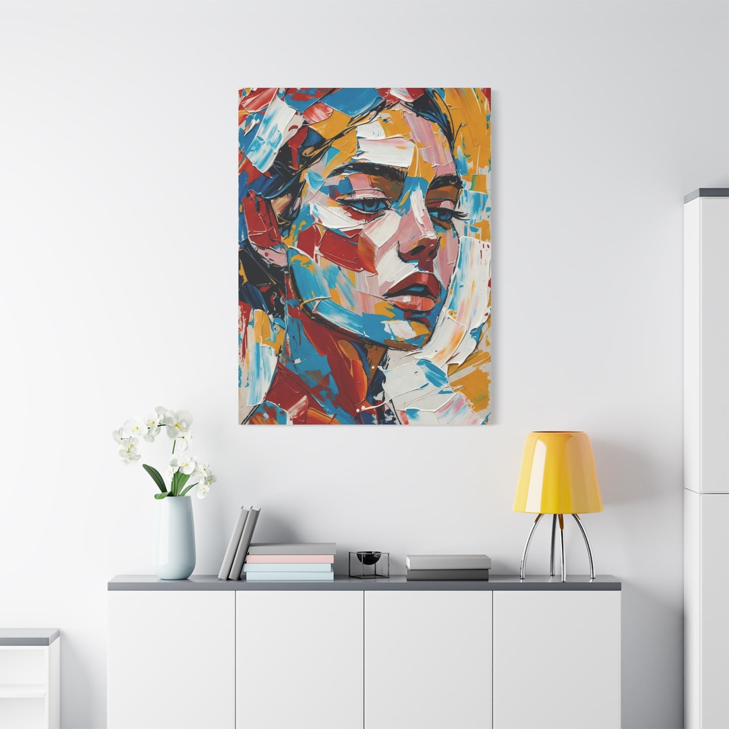 Abstract Colorful Portrait Matte Canvas Print — Modern Stretched Wall Art
