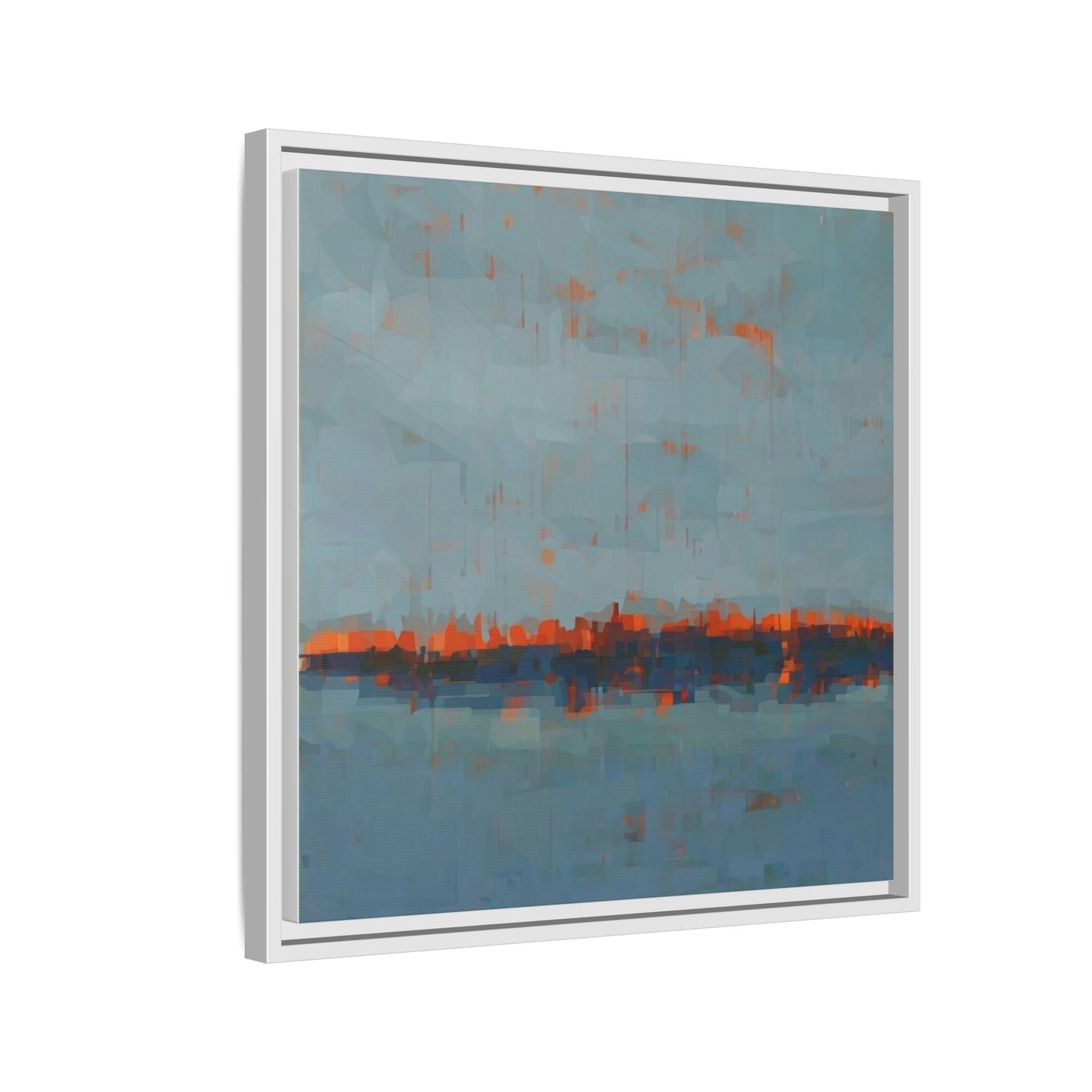 Framed Canvas Art — Teal & Orange Abstract Seascape