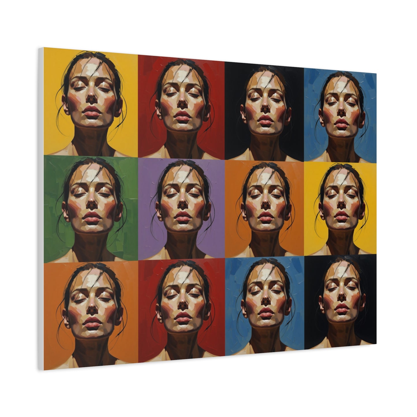 Pop Art Portrait Canvas - Color Grid Stretched Matte Wall Art