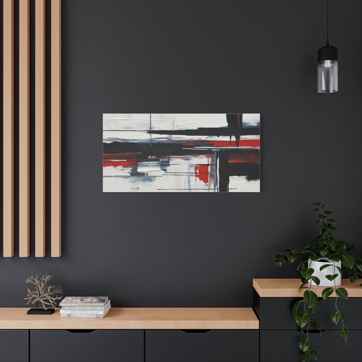 Abstract Red & Black Modern Canvas Art — Matte Stretched 1.25"