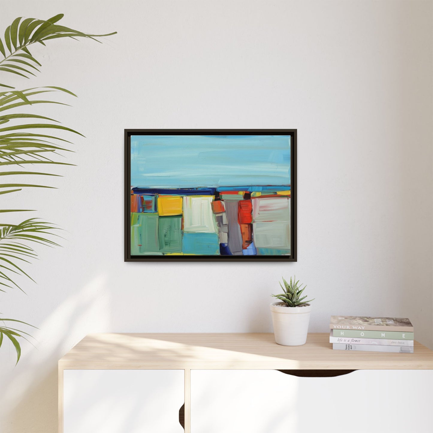 Abstract Coastal Blocks Matte Canvas Print (Framed)