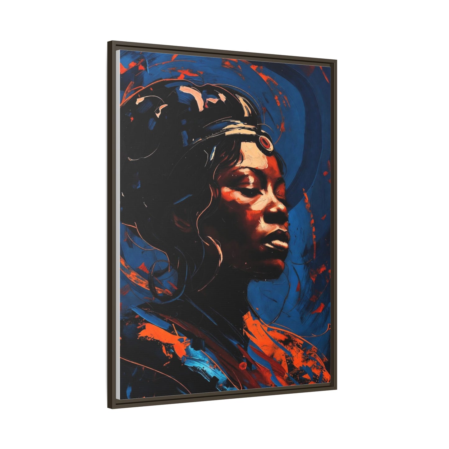 Framed Matte Canvas Art - Vibrant Portrait of a Black Woman (Multi-Color)