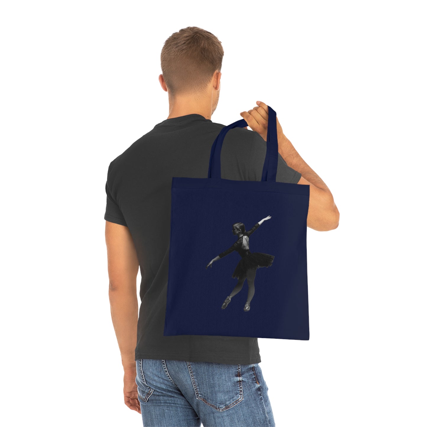 Ballet Silhouette Cotton Tote — Dancer Tote Bag for Ballet Lovers