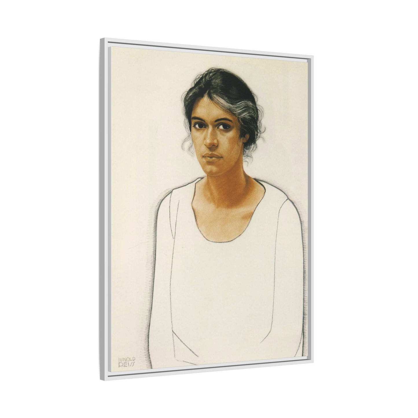 Portrait of a Woman by Winold Reiss Framed Matte Canvas Portrait Print