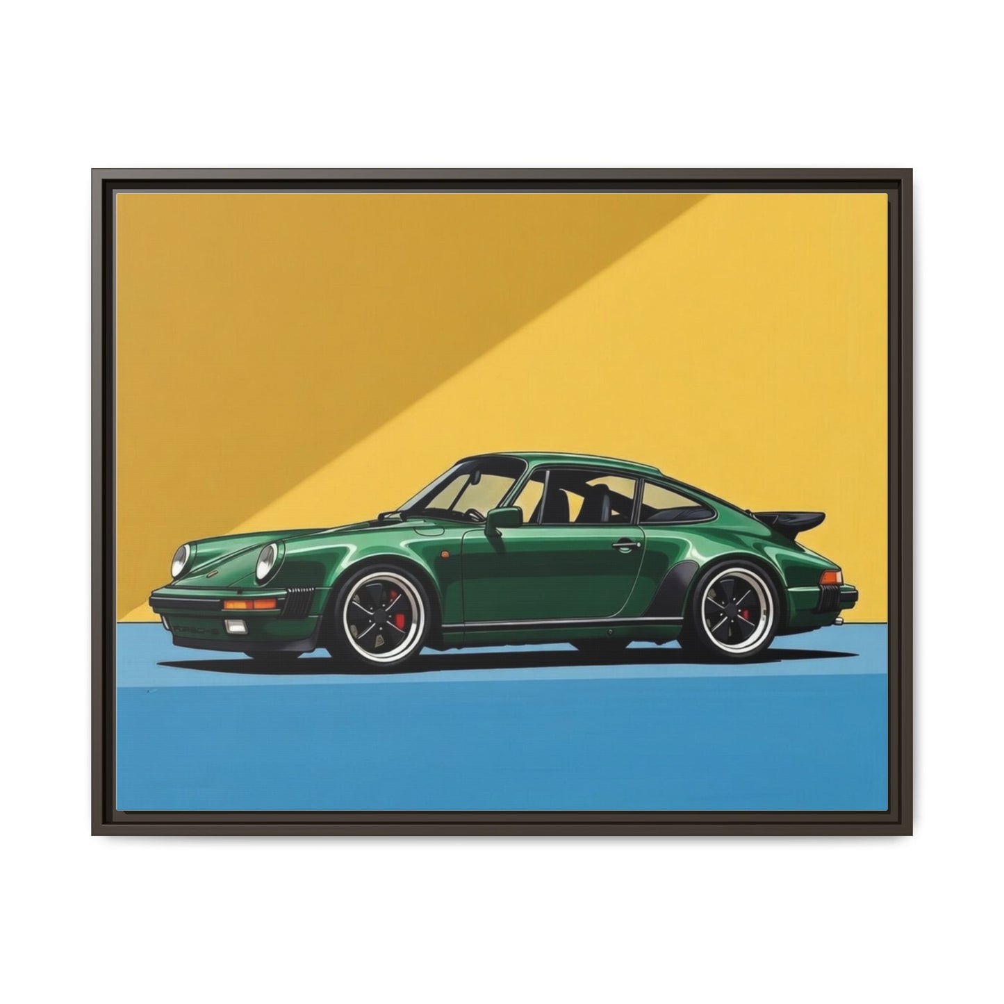 Framed Matte Canvas — Green Sports Car Wall Art