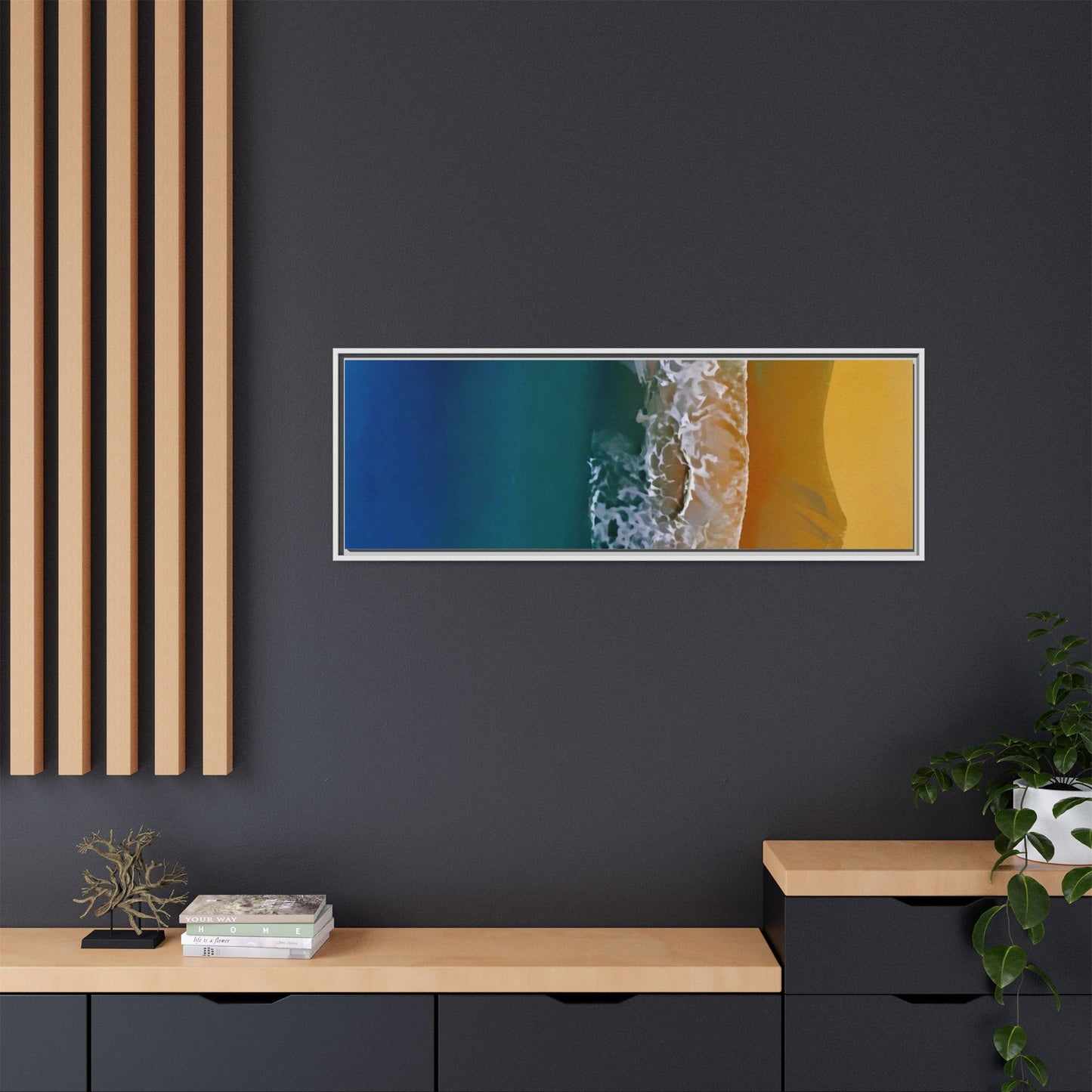 Framed Matte Canvas Seascape Print – Coastal Waves Wall Art
