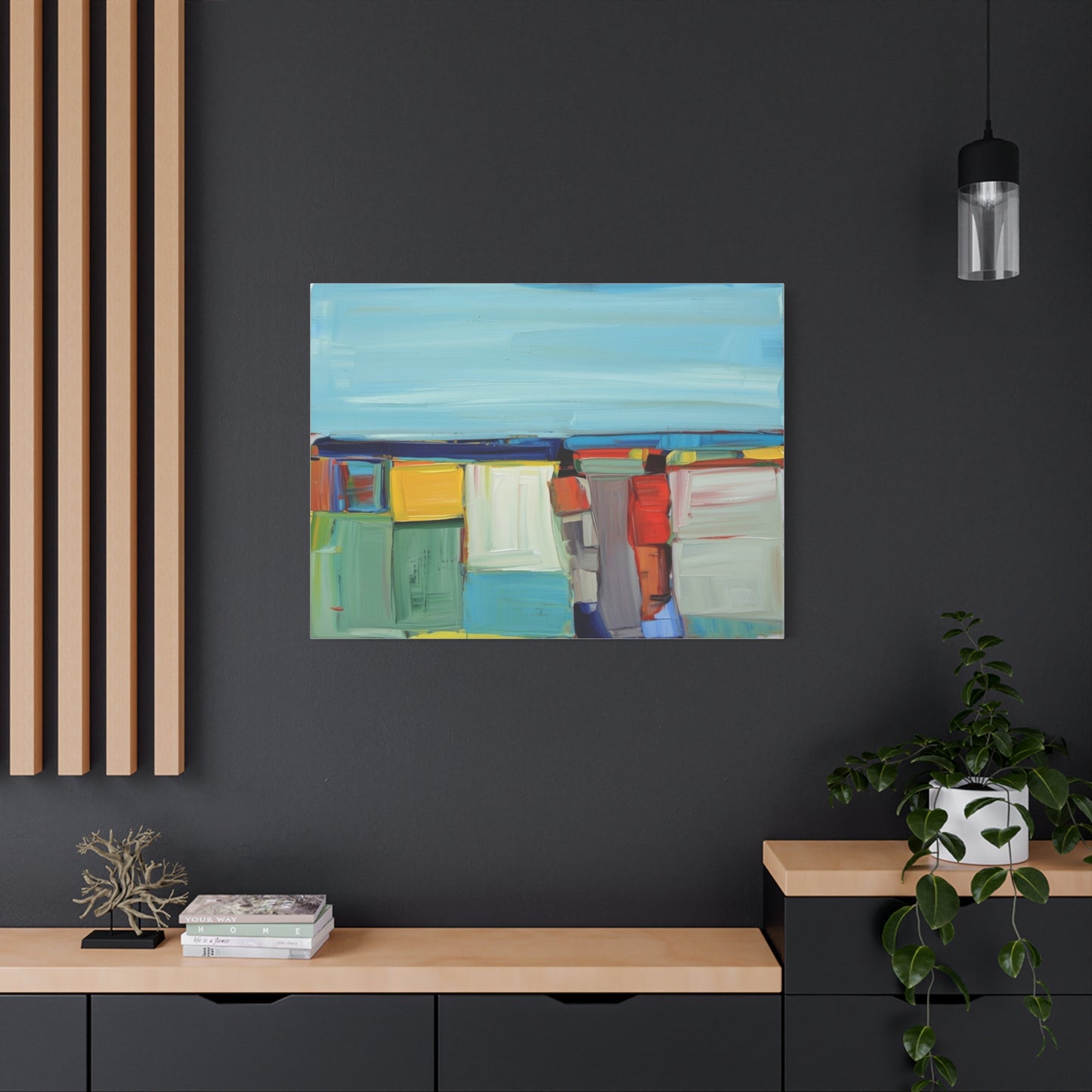 Abstract Coastal Landscape Canvas Print — Colorful Modern Seascape Wall Art