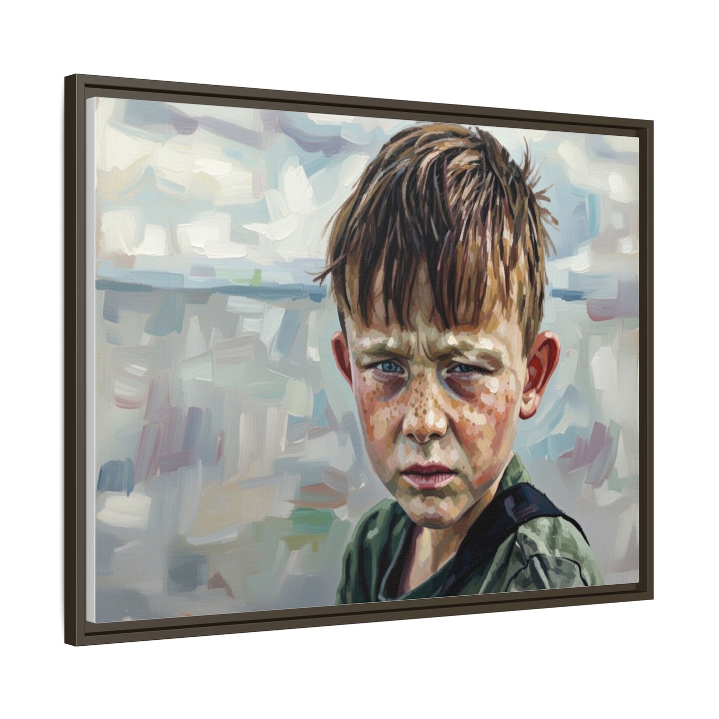 Framed Matte Canvas: Gritty Boy Portrait Art Print