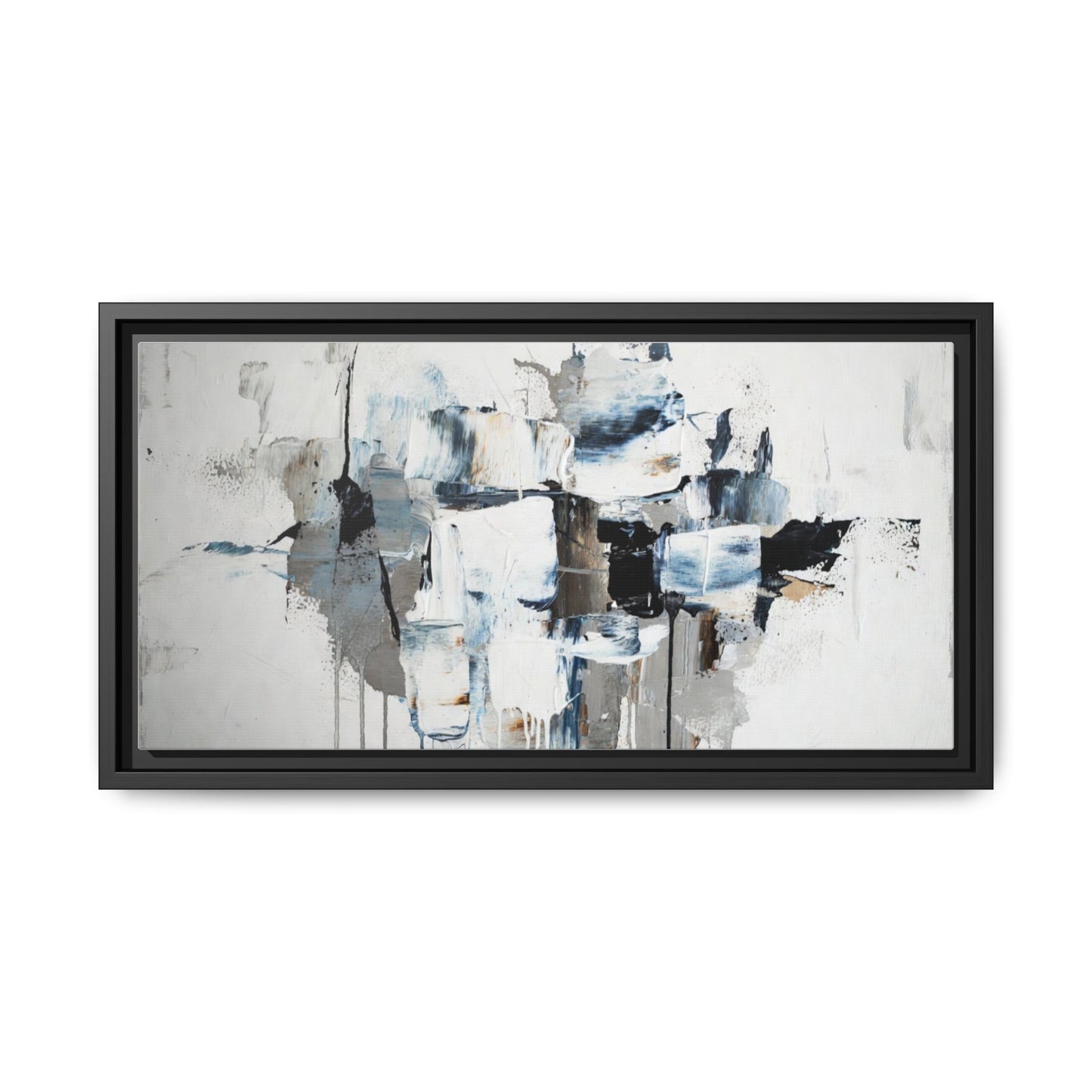 Framed Abstract Canvas Art — Blue Neutral Modern Wall Print