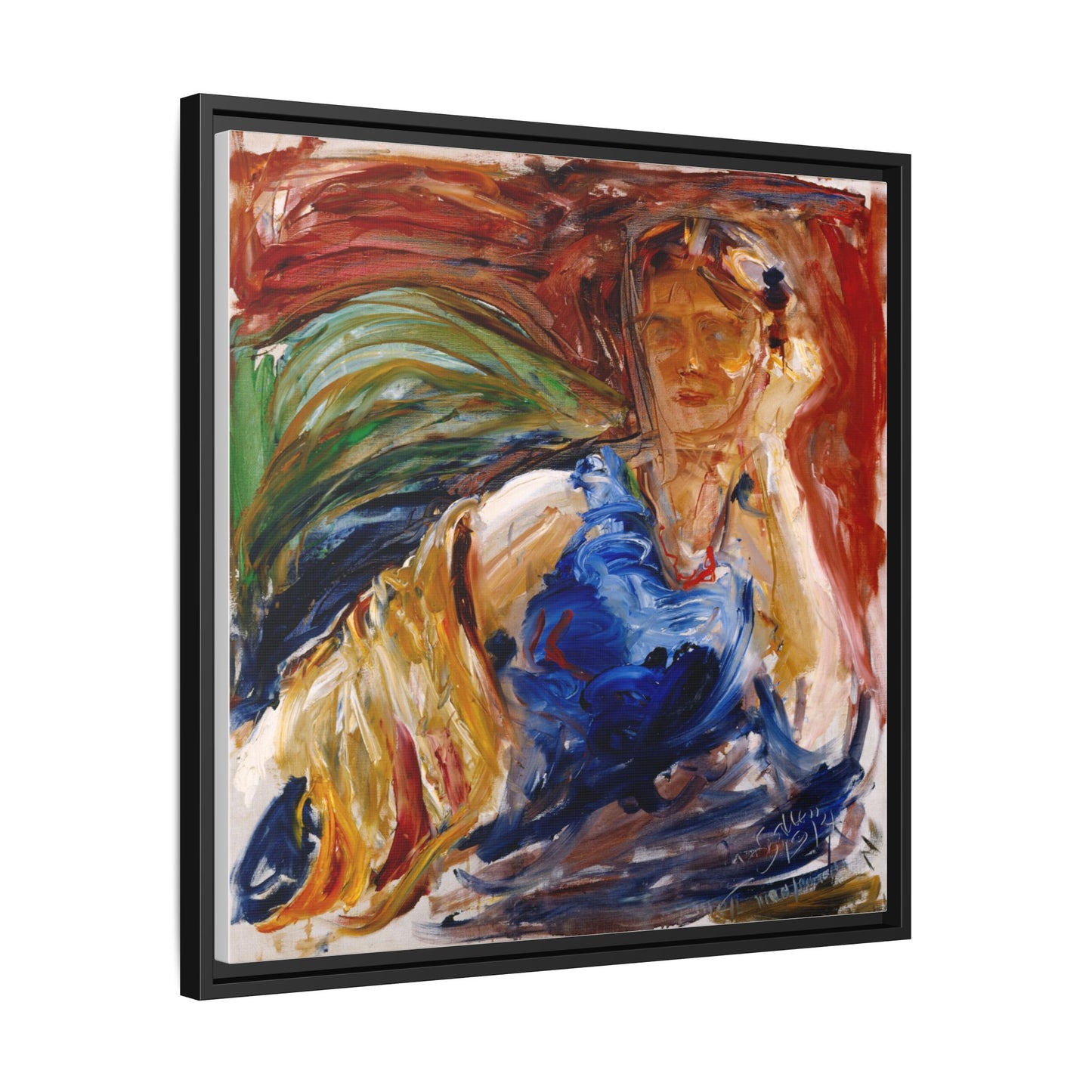 Portrait of hyllis Sjostrom by Akseli Gallen-Kallela Canvas Matte Framed Wall Art Print