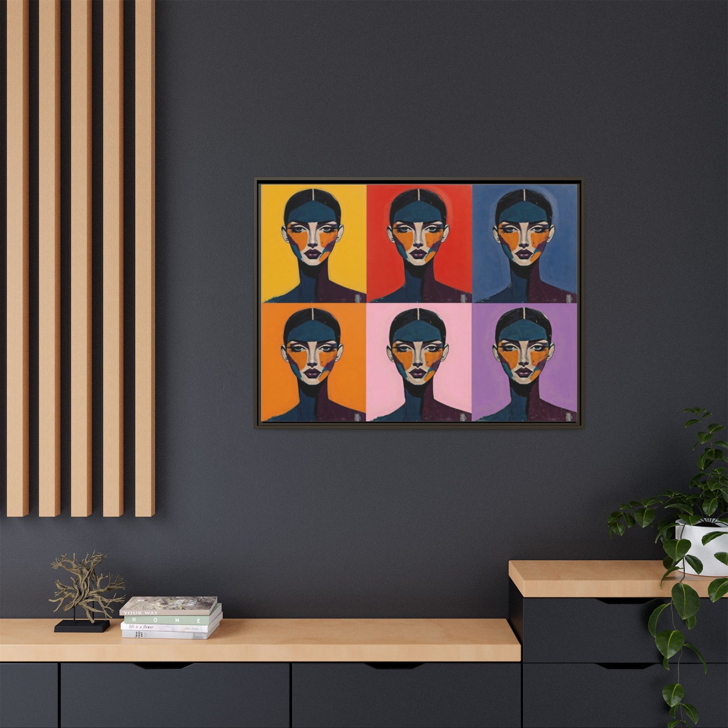 Pop Art Portrait Matte Canvas — Framed Multi-Color Wall Art